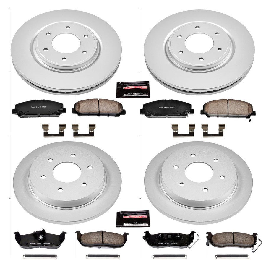Power Stop CRK2805 Brake Rotor & Coated Ceramic Brake Pads- front & rear For INFINITI QX56 2008-2010, Nissan Armada 2007-2011, Nissan TITAN 2008-2010 [Model Specific]