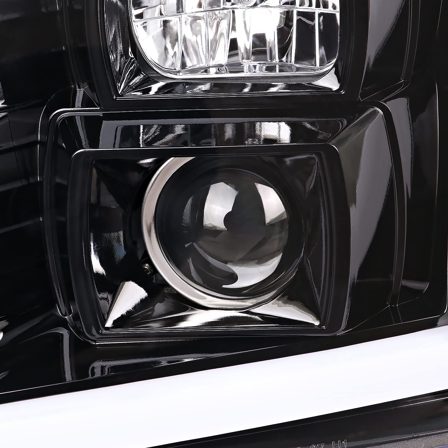 Jet Black SPEC-D TUNING Sequential LED Signal Tube Projector Headlights Compatible with 2007-2014 GMC Yukon/Yukon XL Denali 1500 2500, Left + Right Pair Headlamps Assembly