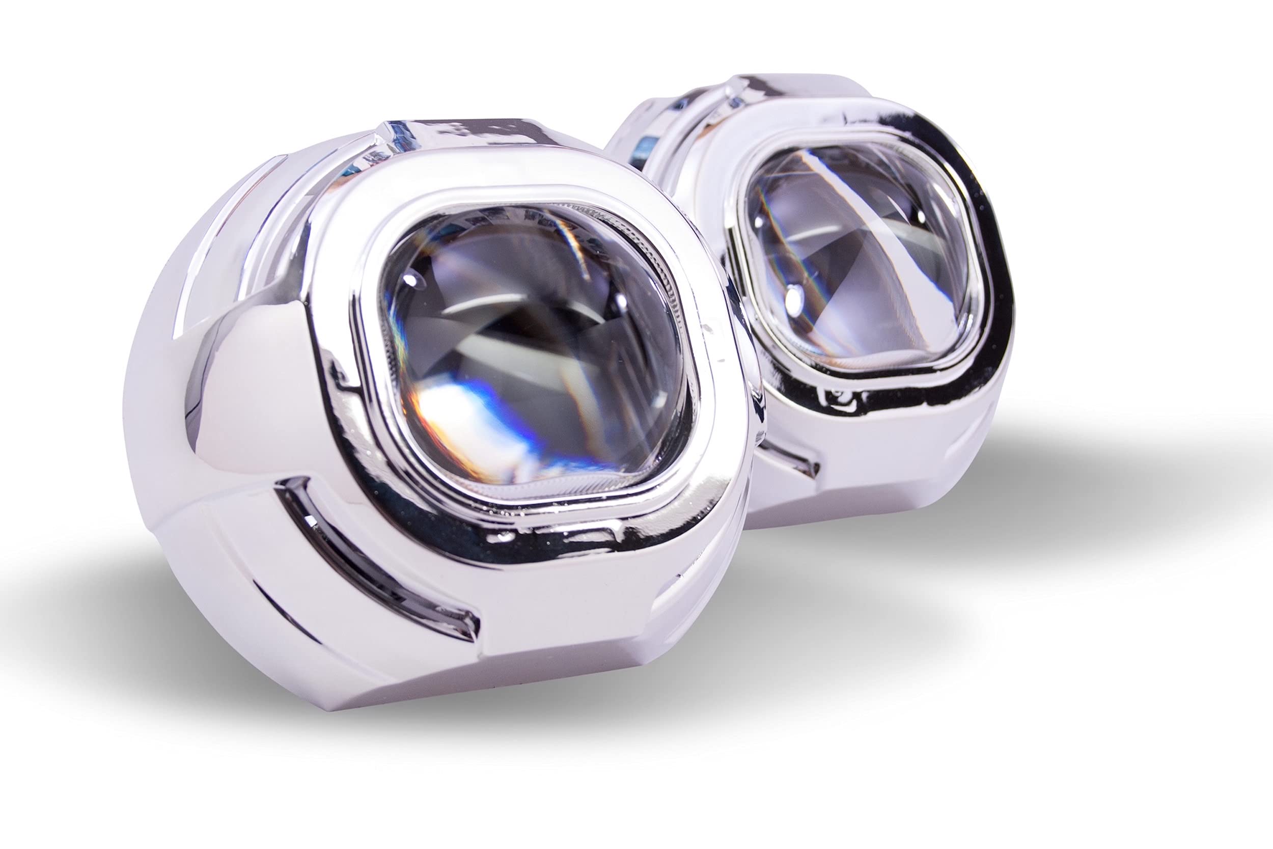 Apollo 2.0 Morimoto Square Projector Shroud, Chrome Finish Bezel with Mounting Clips for Custom Projector Retrofits (1x S290)