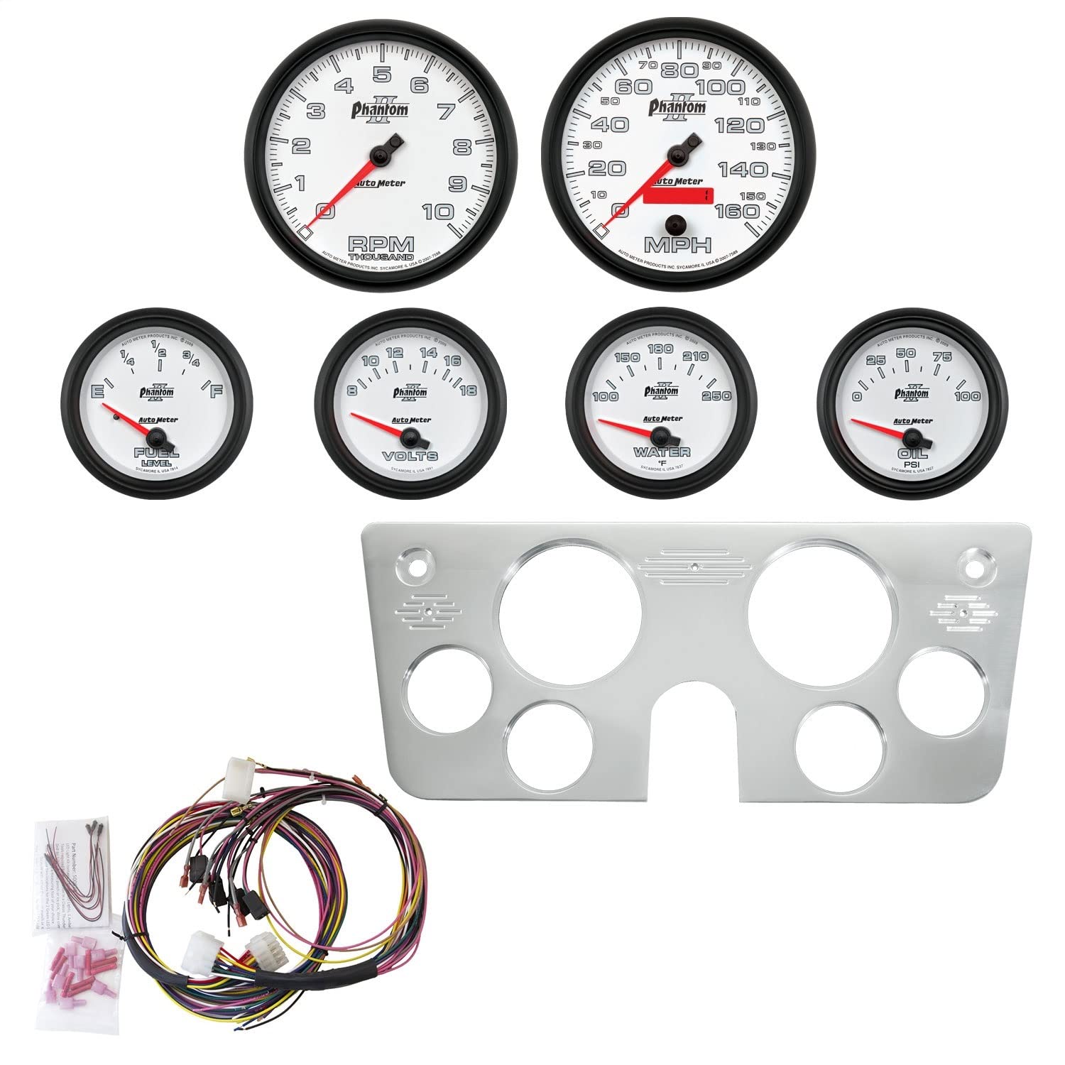 Chevy Truck AutoMeter Direct Fit Dash Kit, 67-72, 2 X 5, 4 X 2-5/8", Phantom Ii (7045-10)