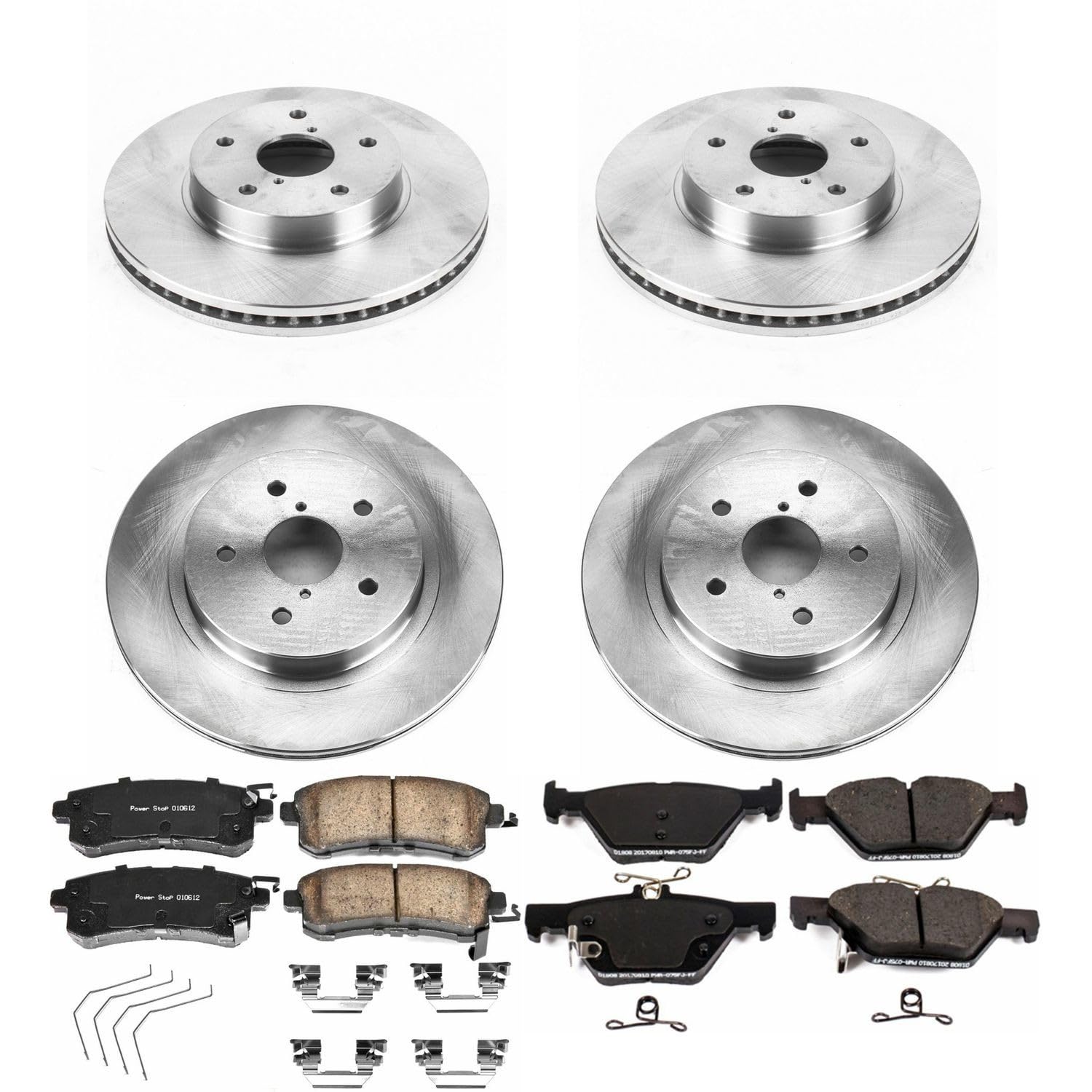 Power Stop Autospecialty KOE7357 Front and Rear Replacement Brake Kit-OE Brake Rotors & Ceramic Brake Pads For Subaru Legacy 2016-2019 [Model Specific]