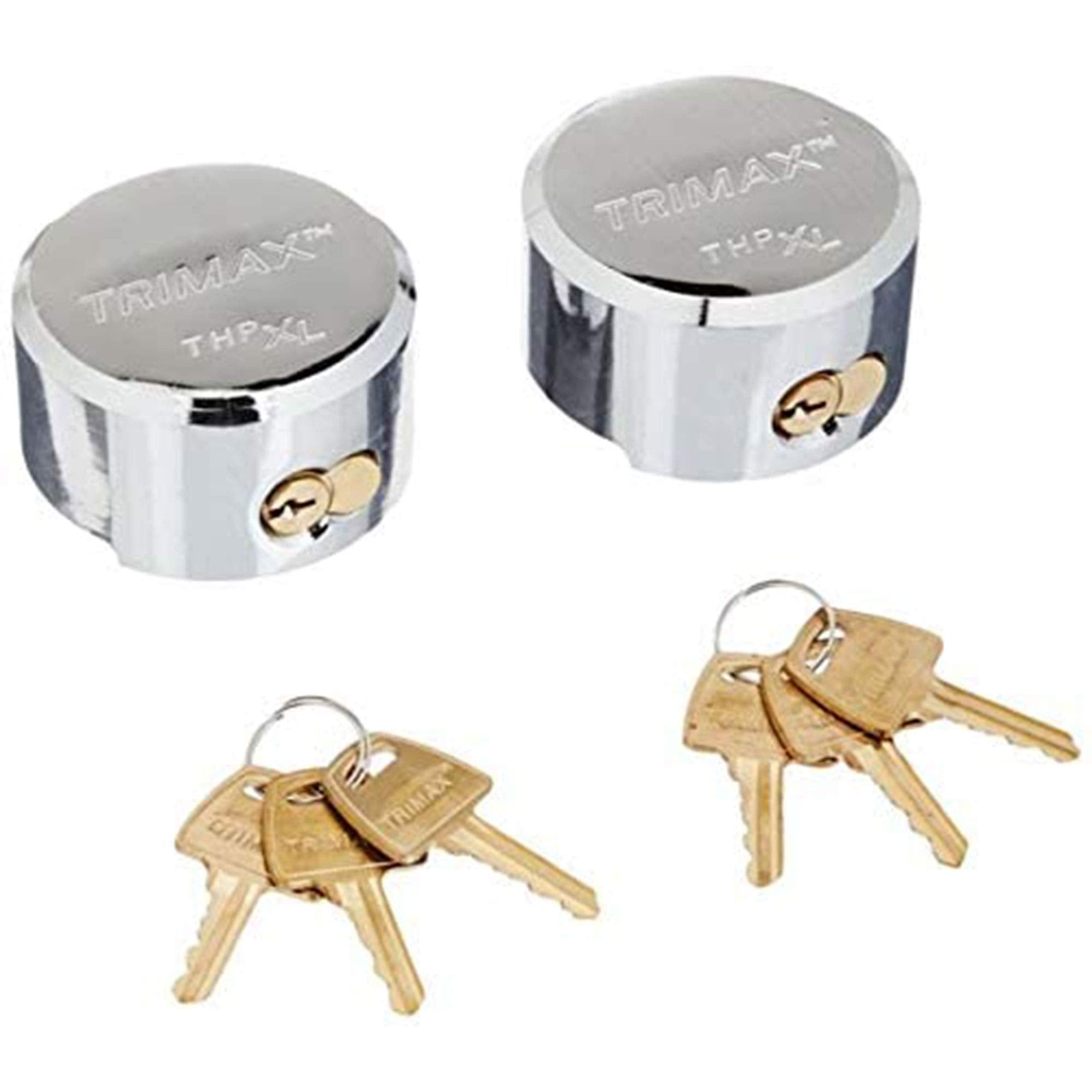 TRIMAX Internal Shackle Hockey Puck Trailer Door Locks Keyed Alike with Enlarged Lock Opening and 3/8-inch Shackle Diameter (2 Pack)