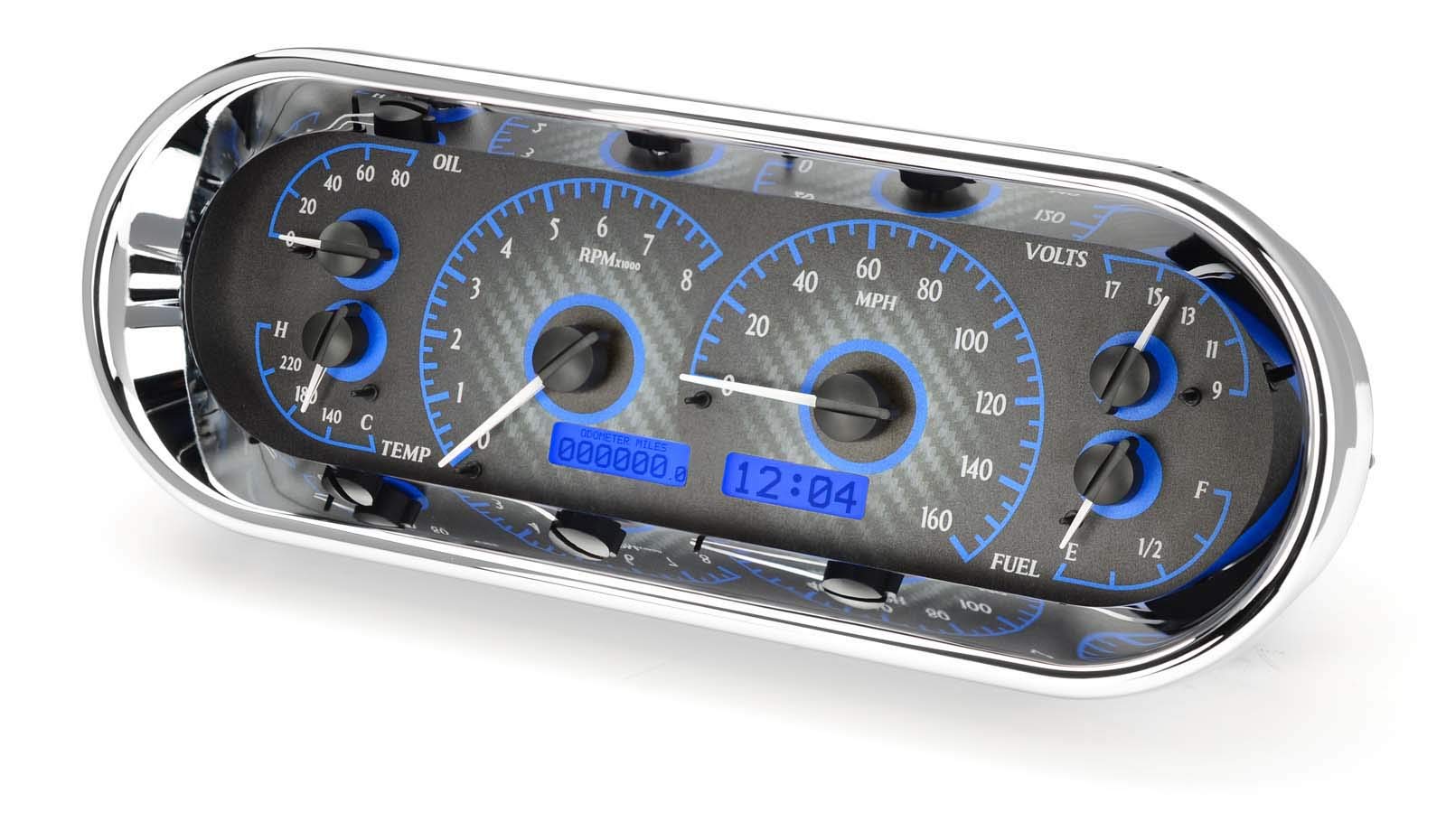 VHX System Rounded Rectangle, Carbon Fiber Style Face, Blue Display