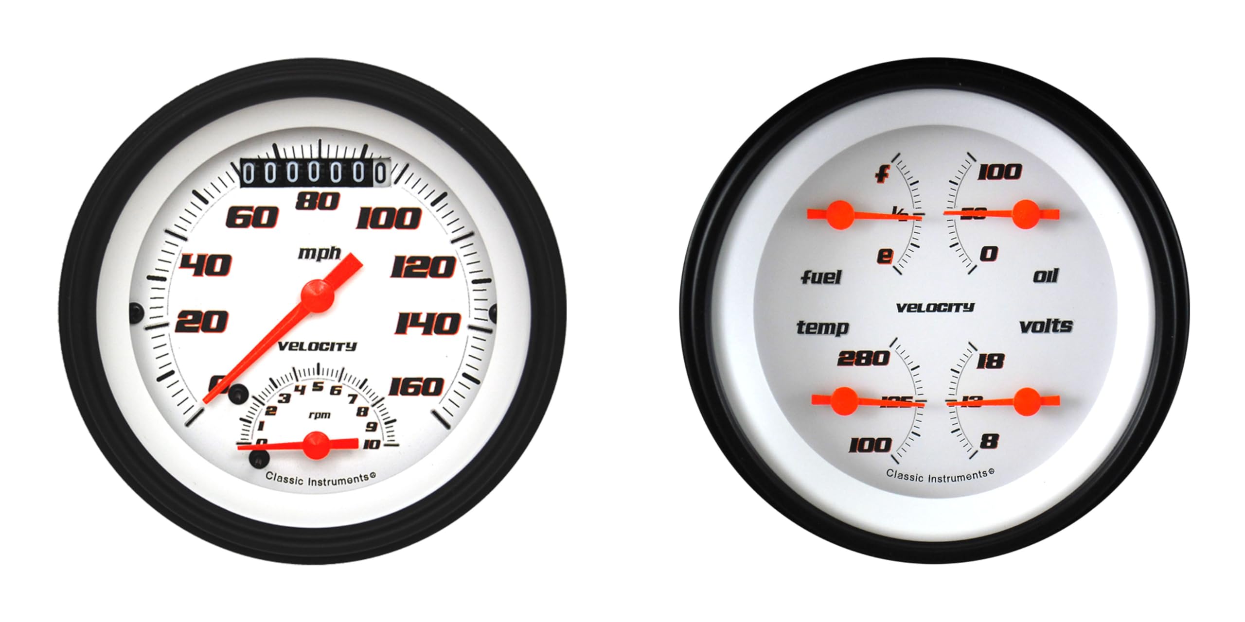 Velocity White Classic Instruments VS32WBLF Two Gauge Set