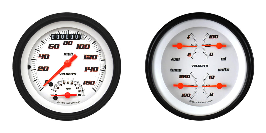 Velocity White Classic Instruments VS32WBLF Two Gauge Set