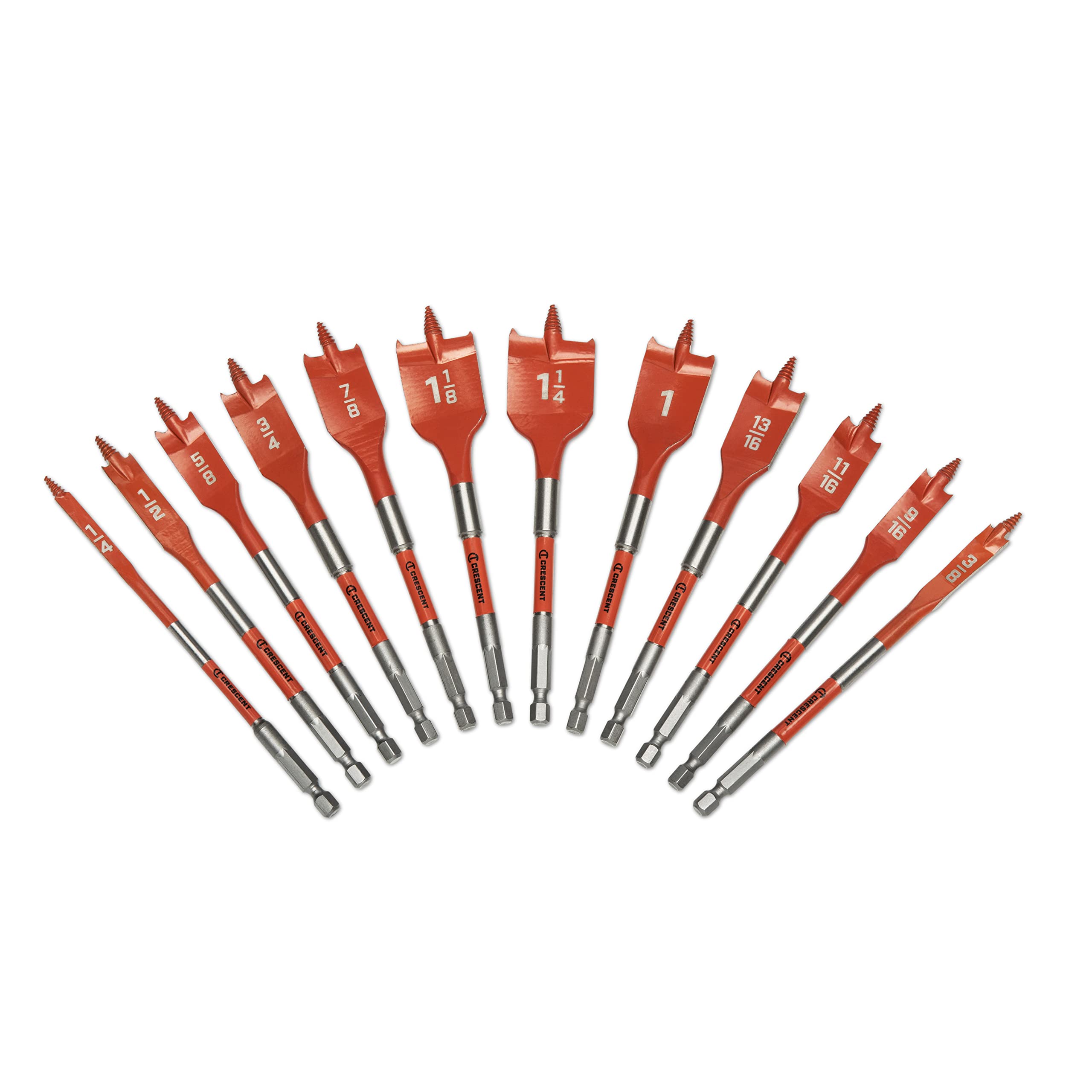 12 Piece Crescent Screw Point Paddle Drill Bit Set | CDSPSET-12