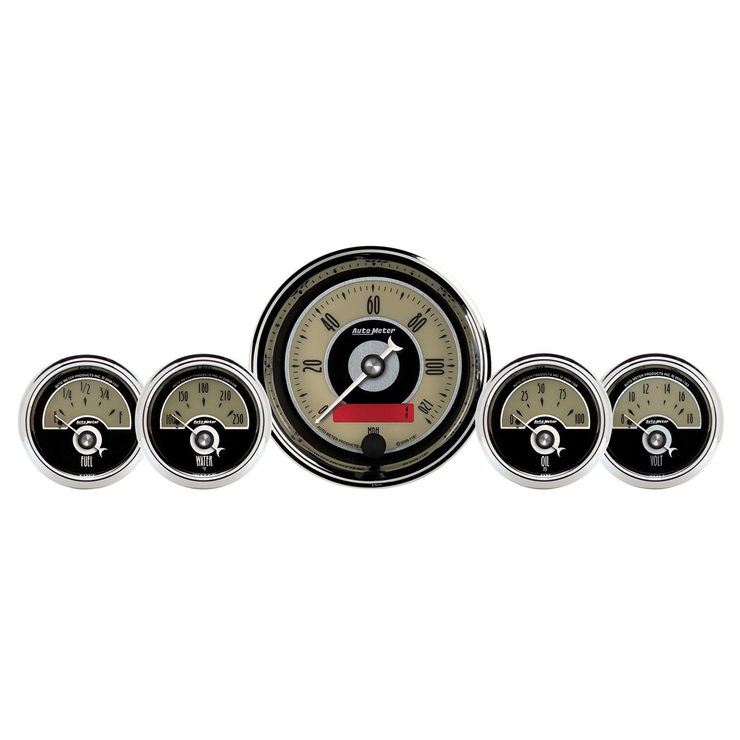 Auto Meter Cruiser AD 1100 Fuel/Oil/Speedo/Volt/Water 5 Gauge Kit