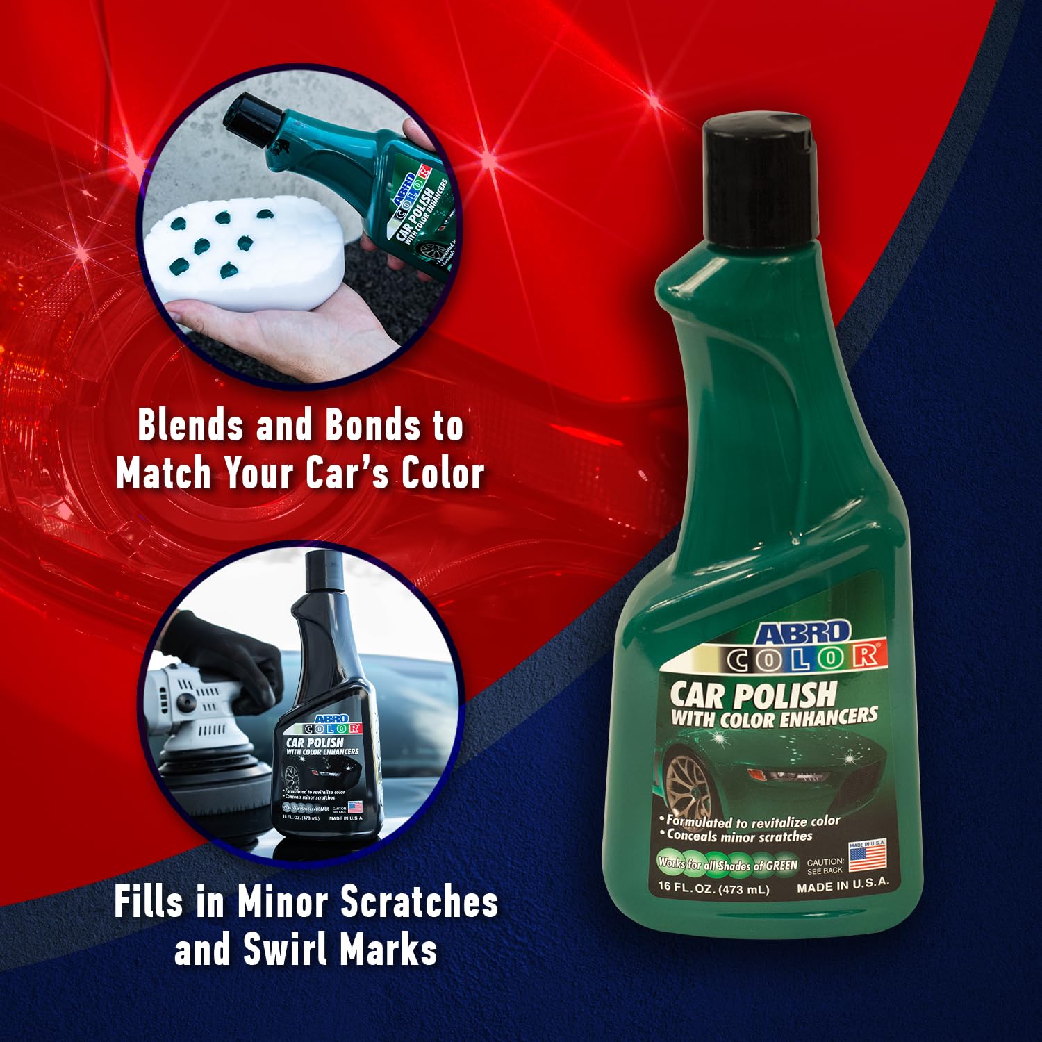 Car Polish ABRO Green: Scratch Remover for Vehicles and Paint Scratch Repair Restorer Wax, Polishing Compound for Car Detailing, Paint Scratch Repair for Vehicles, Scratch Remover 16oz.