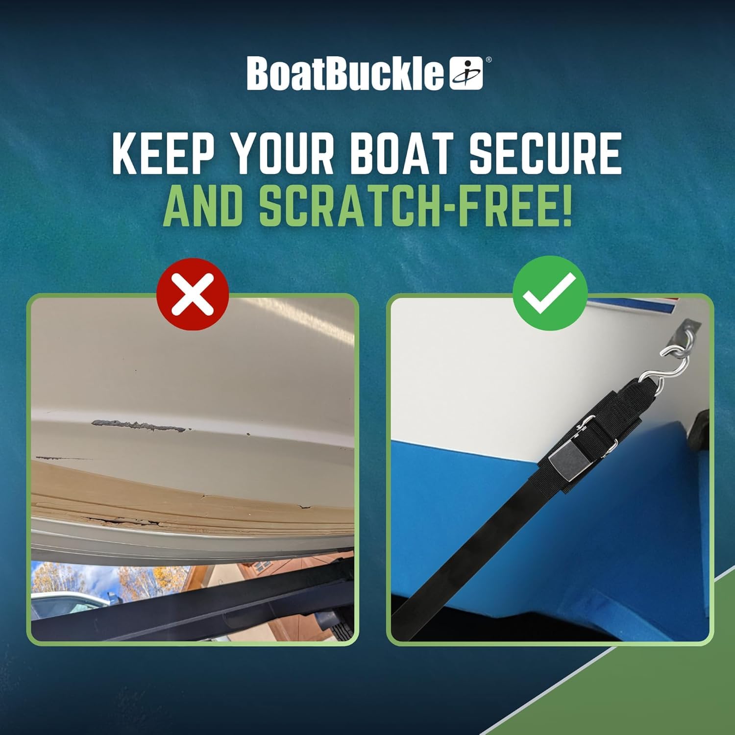 Kwik-Lok BoatBuckle Stainless Steel Transom Tie-Downs