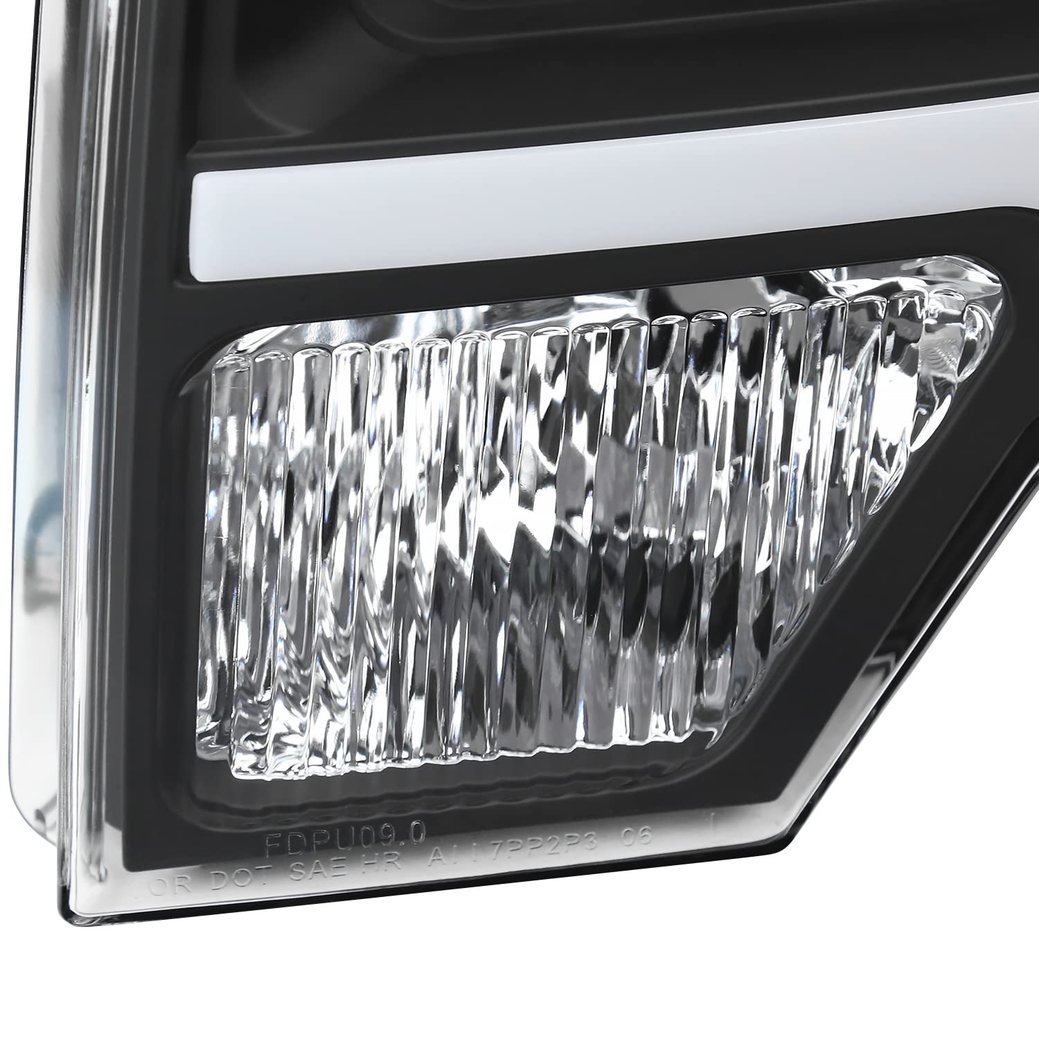 Black Projector Headlights w/LED Strips SPEC-D TUNING Compatible with 2009-2014 Ford F-150, Left + Right Pair Headlamps Assembly