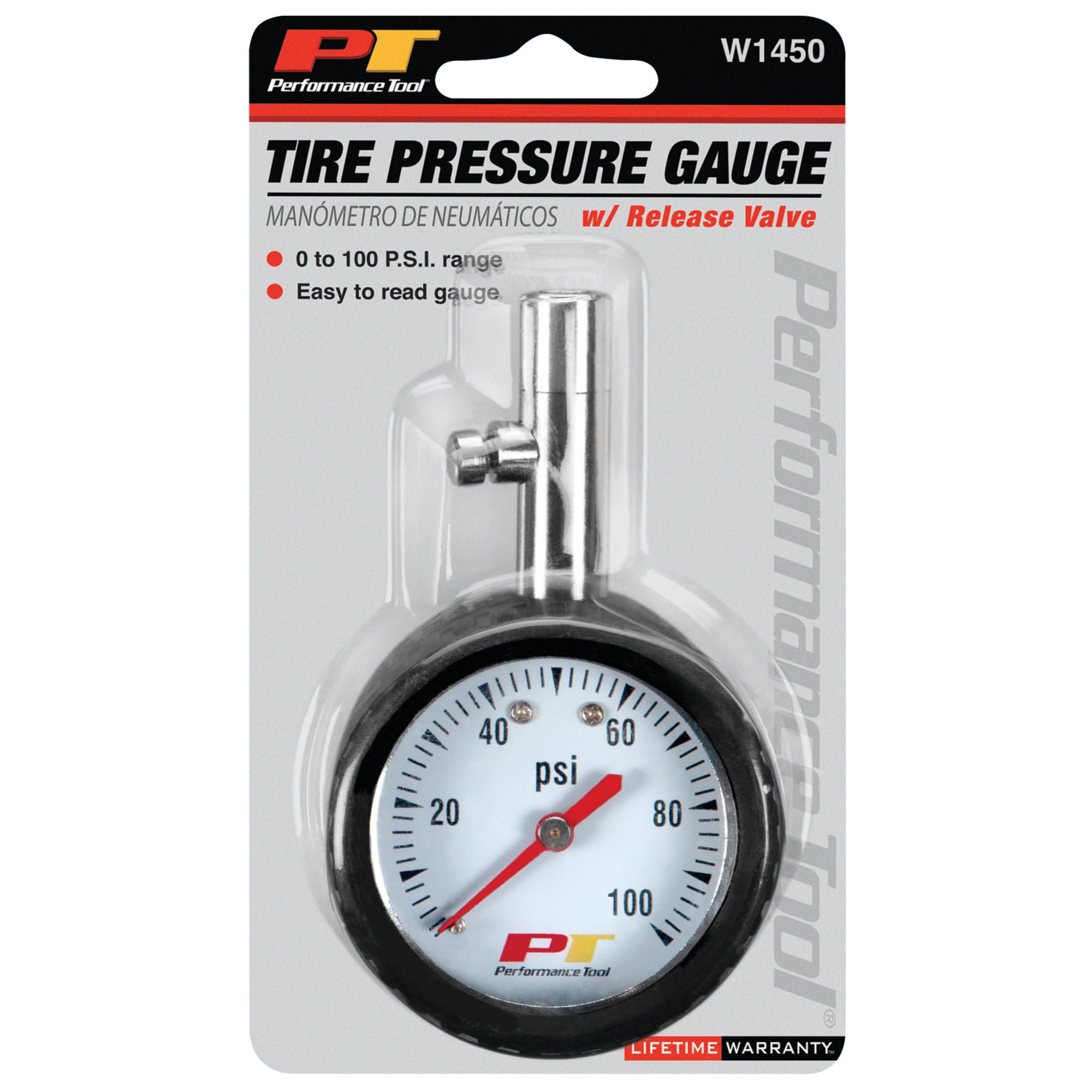 Tire Pressure Gauge Performance Tool W1450 - Measures 1 to 100 PSI in One Pound Increments