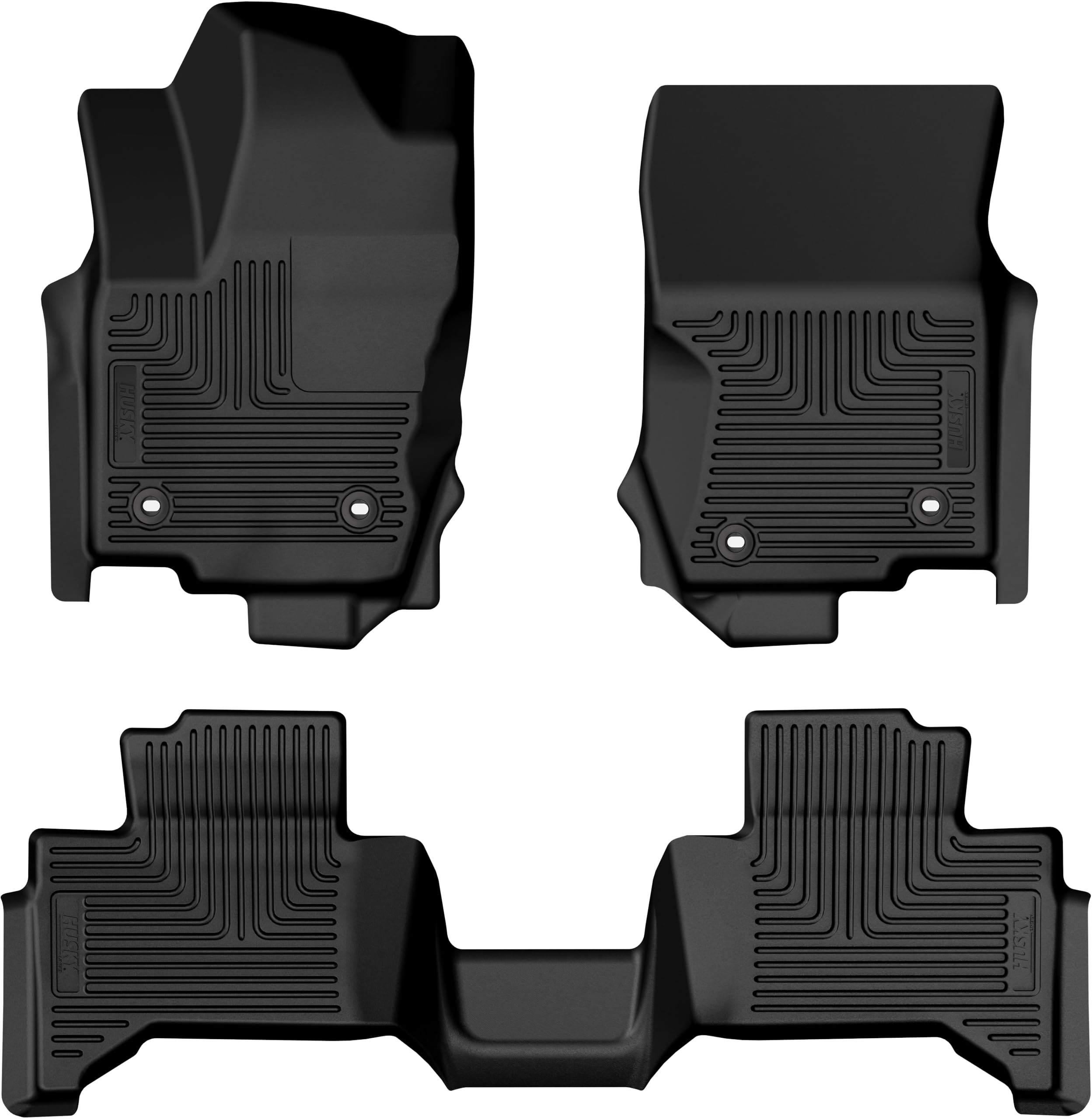 Weatherbeater Husky Liners Floor Mats | Fits 2024-2025 Toyota Land Cruiser; 2024-2025 Lexus GX550 | Front & 2nd Row, 3-pc Black - 95971