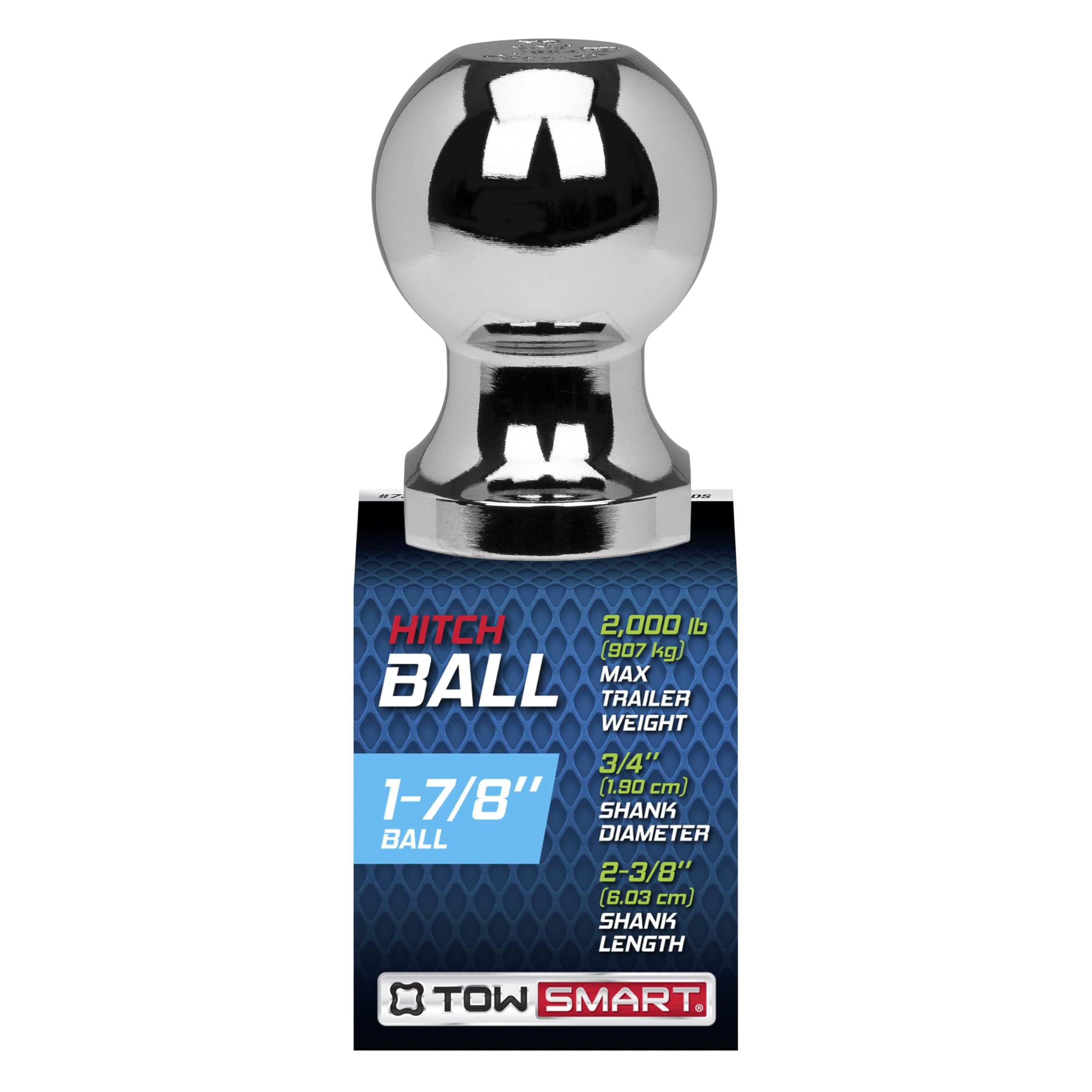Chrome TOWSMART Class I Trailer Hitch Ball, 2,000 lb., 1-7/8 in. Ball Diameter, 1 in. x 3 in. Shank