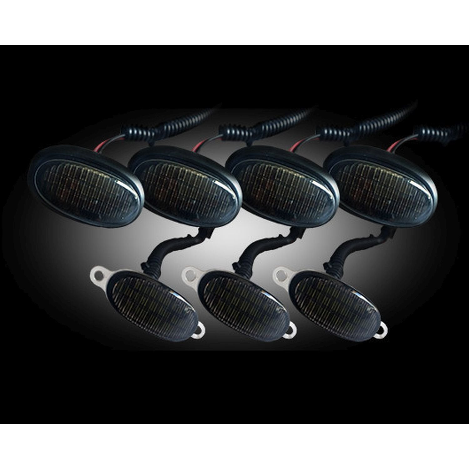 LED Fender & Front Grill Light Kit Ford RAPTOR 09-14 - (7-Piece Set) w/ 5 AMBER LED Forward-Facing Lights & 2 RED Rear-Facing Lights - Smoked Lens w/ Black Trim