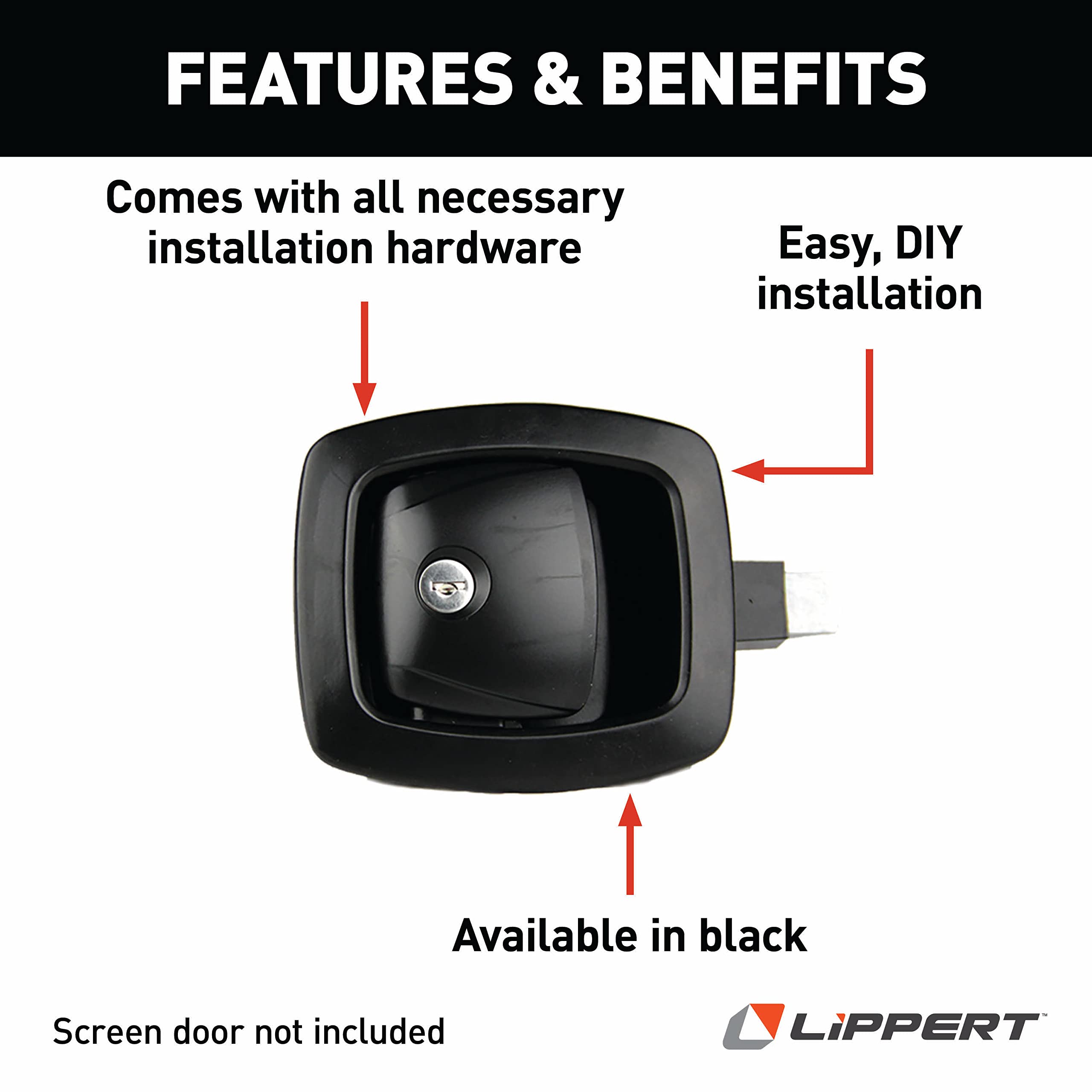 Lippert Slam Latch Replacement Baggage Door Handle with Hardware, Easy DIY Installation for 5th Wheel RVs, Travel Trailers and Motorhomes - 227214