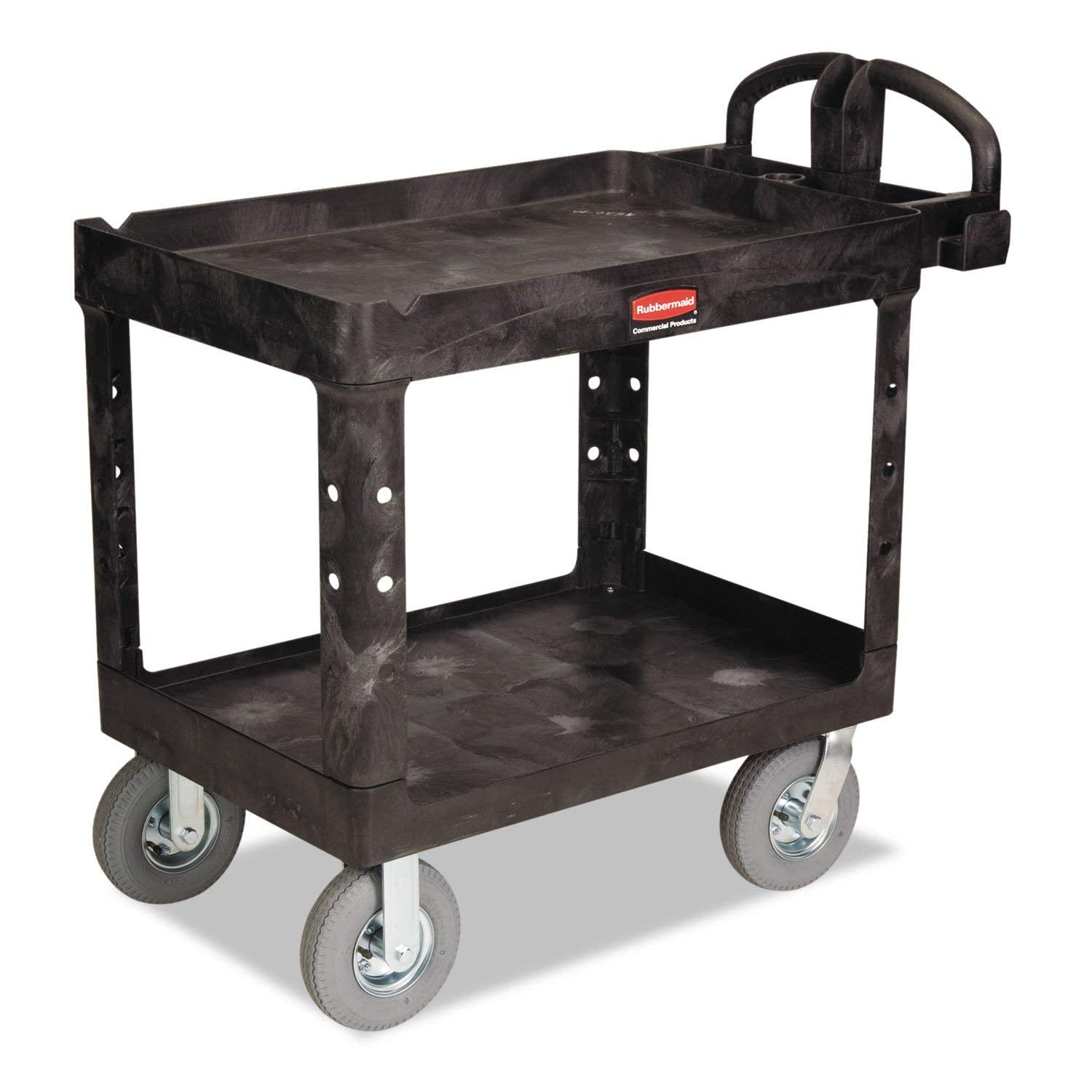 Heavy-Duty Rubbermaid Utility Cart Two-Shelf 25-7/8w x 45-1/4d x 37-1/8h Black