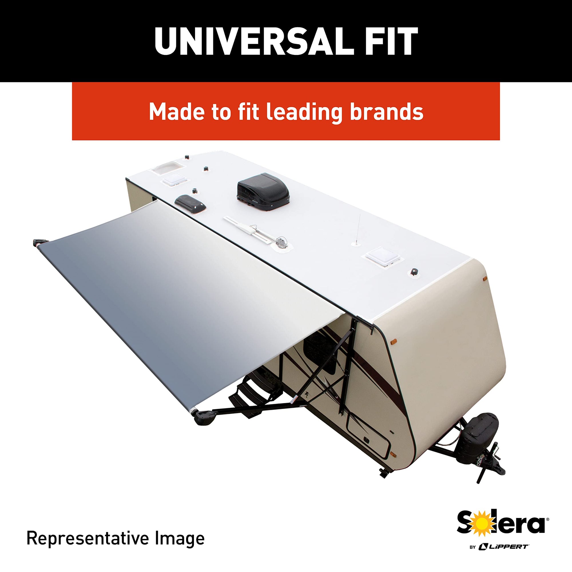 Solera Heavy-Duty Universal Fit Vinyl RV Patio Awning Replacement Fabric Solid Black 13' Awning (12'4" Fabric)