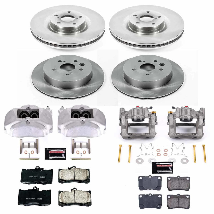 Power Stop Autospecialty KCOE6356 Replacement Front and Rear Caliper Kit-Rotors, Ceramic Brake Pads, Calipers