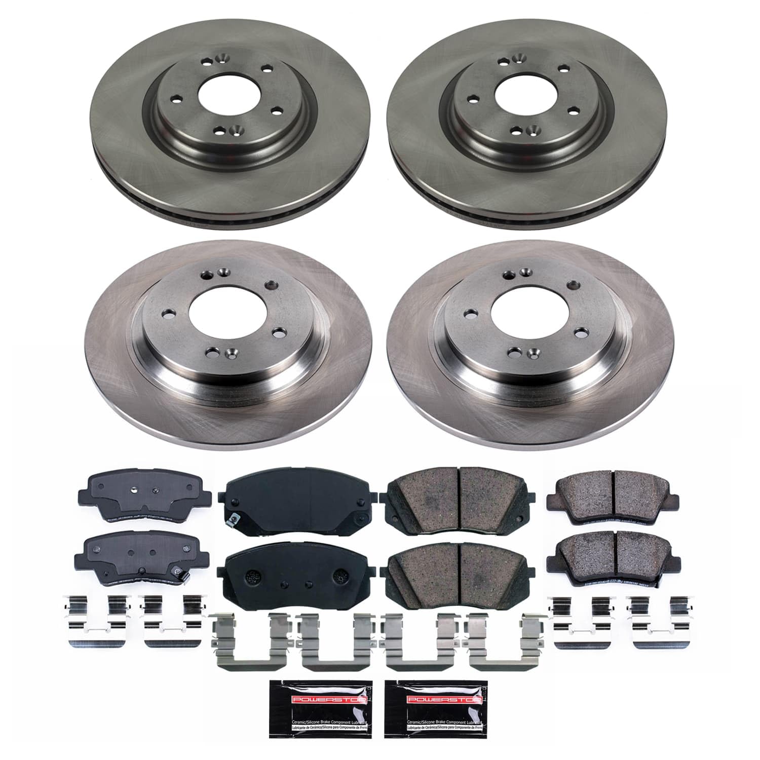 Power Stop Front and Rear KOE9168 Brake Pads and Rotors Stock Replacement Brake Kit Autospecialty For Kia Optima 2020 [Application Specific]