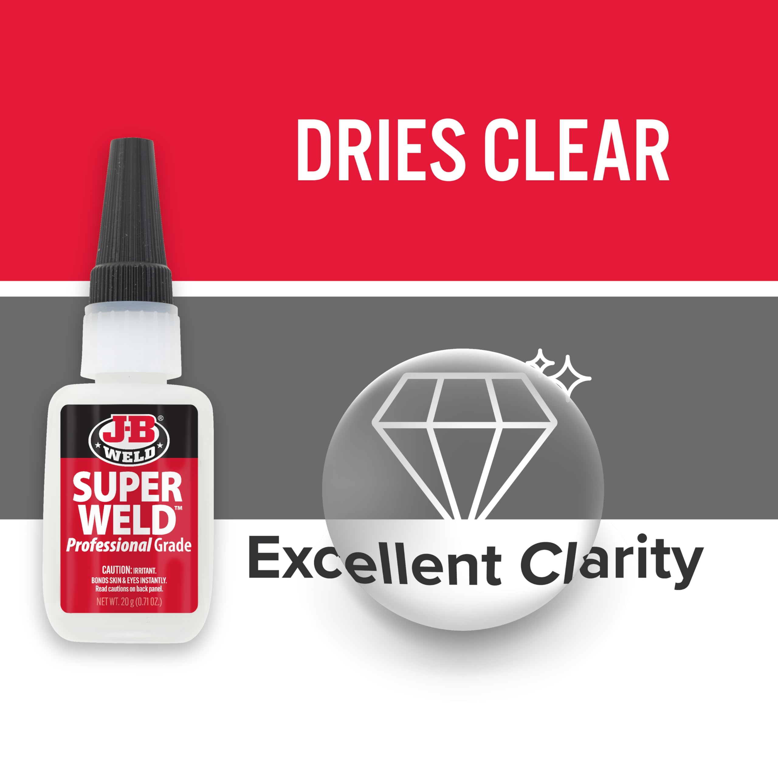 SuperWeld Glue J-B Weld 33120H - Clear Super Glue - 20g