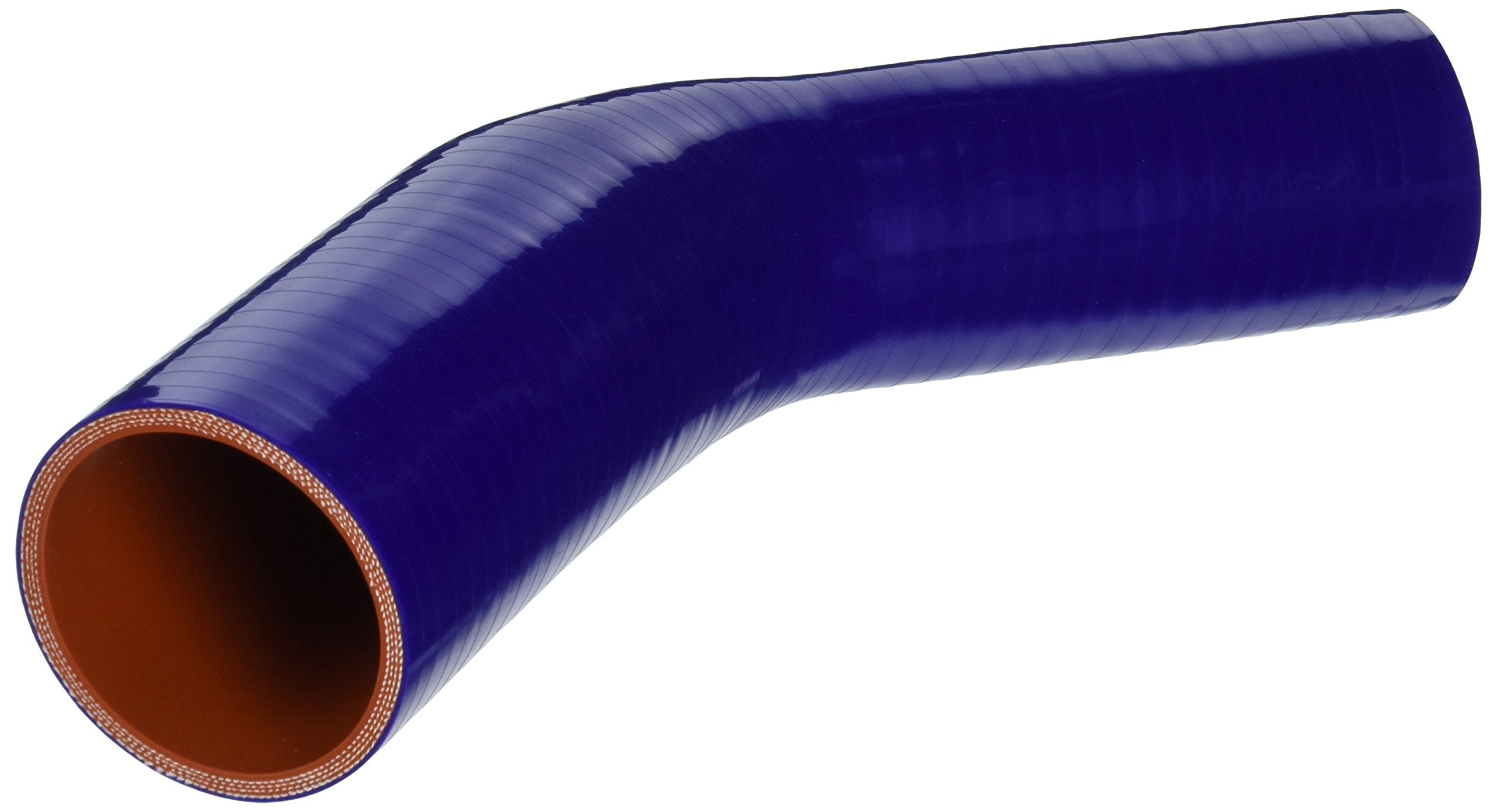 HPS Silicone High Temperature HTSER45-200-250-BLUE 4-ply Reinforced 45 degree Elbow Reducer Coupler Hose, 55 PSI Maximum Pressure, 4" Leg Length on each side, 2" > 2-1/2" ID, Blue