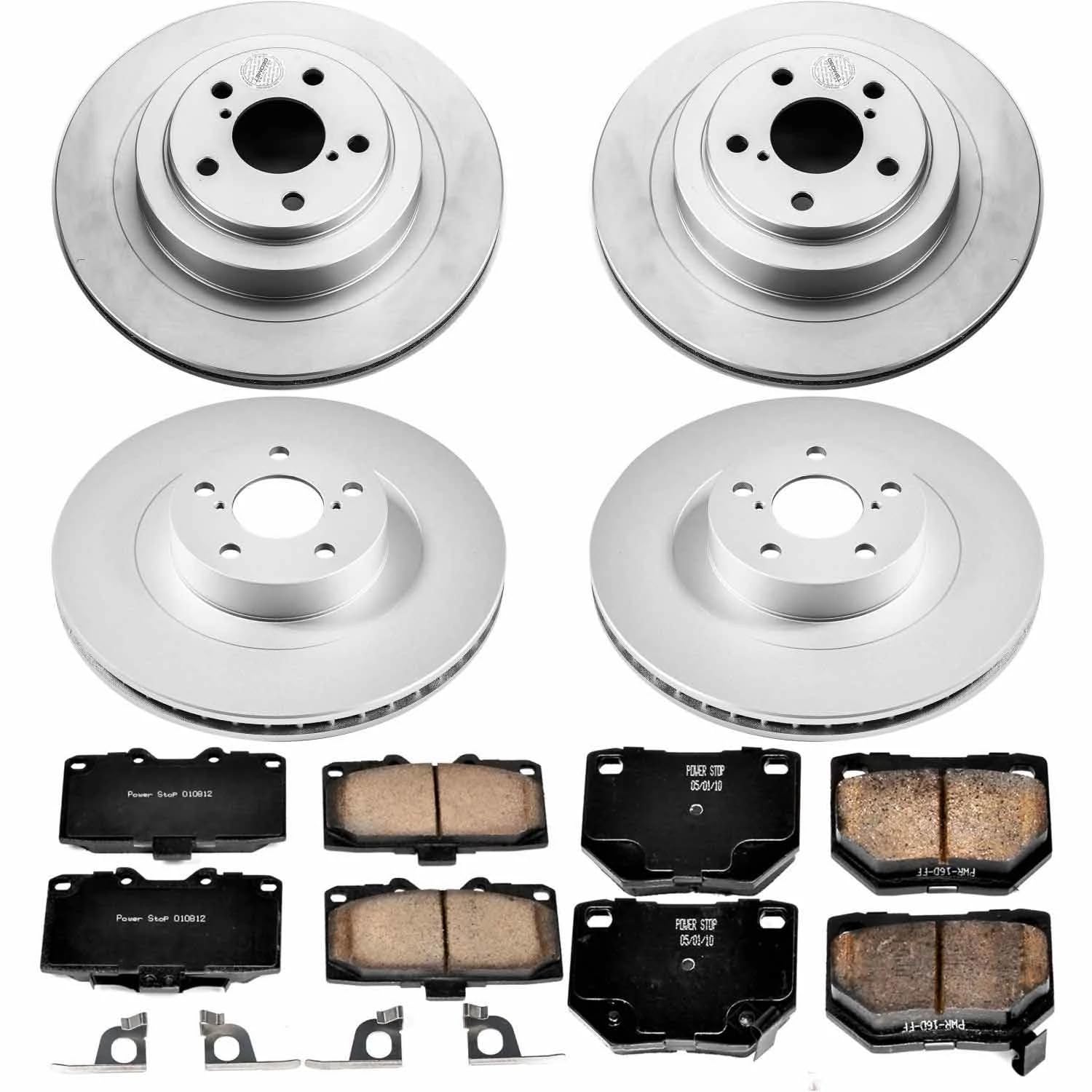 Power Stop Front and Rear CRK2368 Coated Rotor Brake Kit-Coated Rotors and Ceramic Brake Pads For Subaru Impreza 2006-2007 [Model Specific]