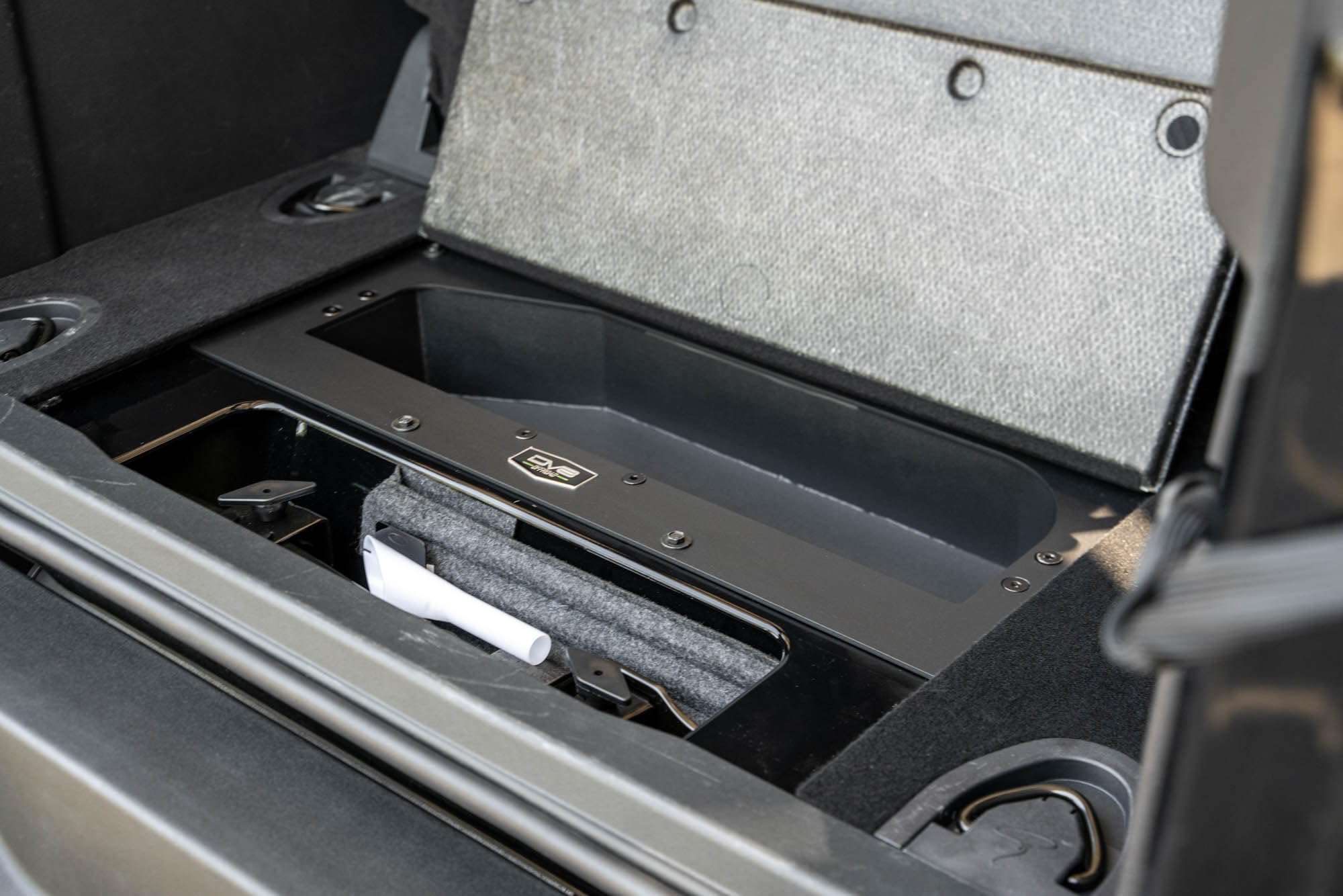 Storage Compartment DV8 for 2021-2025 Ford Bronco | Extra Thick Heat Shield | Enhances Storage Space | 54% More Volume than the OEM Box | Fully Bolt-On Installation | Steel | Black Powder Coat