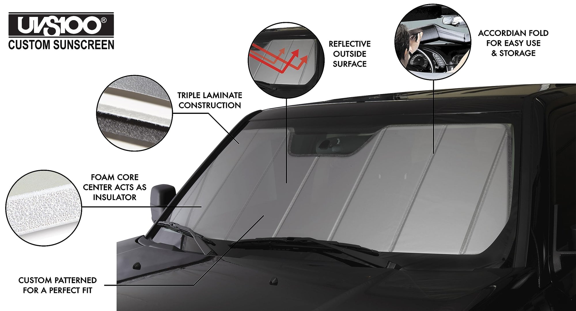 Covercraft Custom UVS100 Windshield Sunscreen for 2025 Cadillac Escalade IQ - Silver