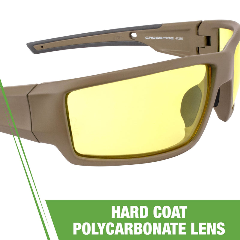 Safety Glasses Crossfire 41285, Yellow Lens, One Size