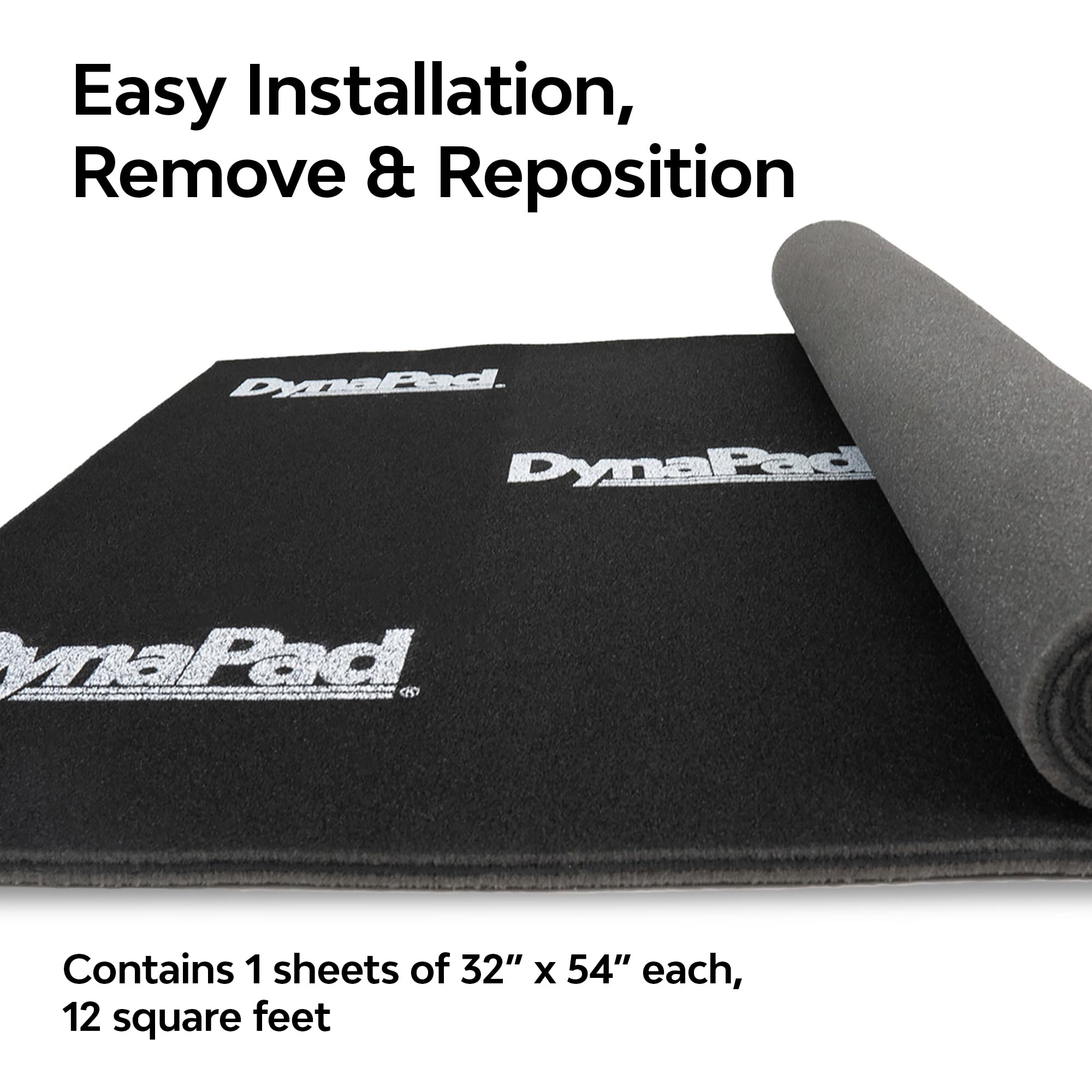 DynaPad DYNAMAT 32" x 54" x 0.452" Thick Non-Adhesive Sound Deadener, Black – Made in USA