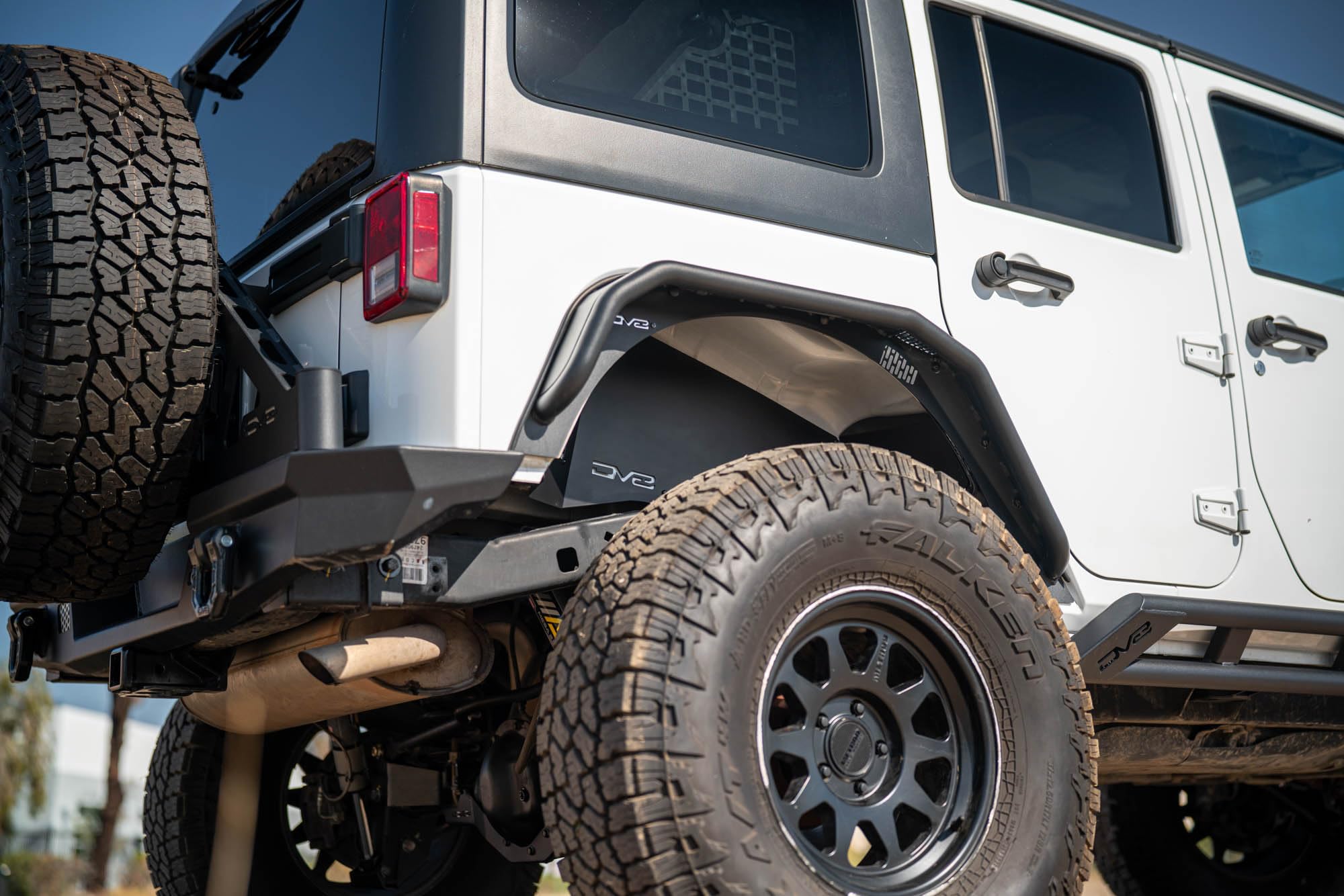 Rear Inner Fenders DV8 Offroad for 2007-2018 Jeep Wrangler JK | Aluminum Design for Protecting Inner Wheel Wells | Satin Black Powder Coated Finish | Matches DV8's Front Inner Fenders | Mesh Accents