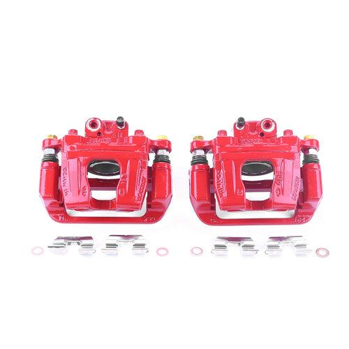 Power Stop Pair of High-Temp Red Powder Coated Rear Calipers For Genesis G80 2017, Hyundai Genesis 2012-2016, Kia K900 2016-2017 [Model Specific]