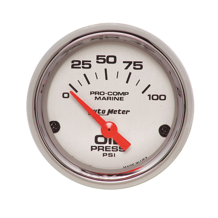Auto Meter Gauge 200758-35, Oil Pressure, 2 1/16", 100Psi, Electric, Marine Chrome