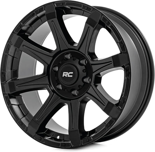 20x10 Rough Country 81 Series Wheel - 6x5.5" Bolt Pattern, 25mm Offset, One-Piece Aluminum, Semi-Gloss Black Off-Road Rim for Trucks, Jeeps, SUV