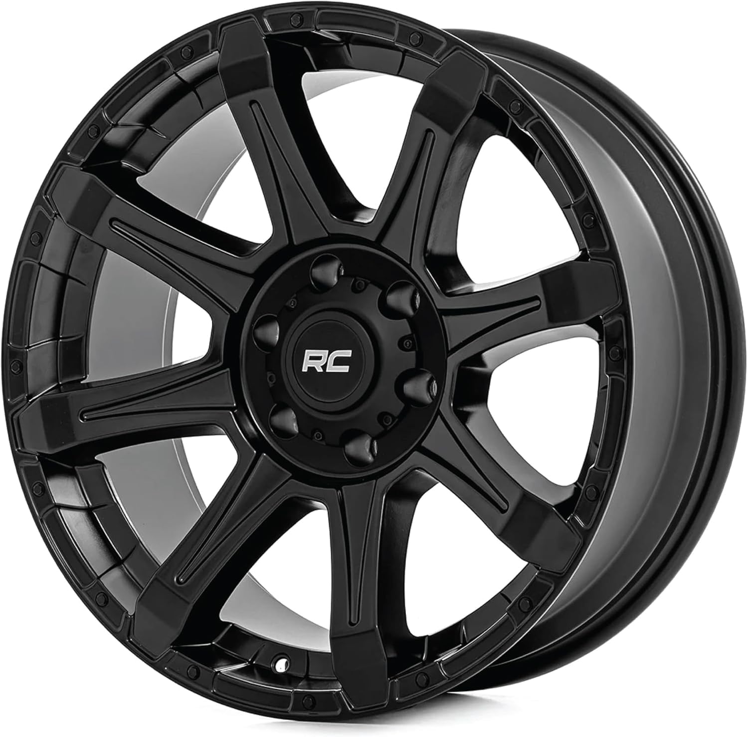 20x9 Rough Country 81 Series One-Piece | 5x150 | +18mm Offset-81201805 Semi-Gloss Black Wheel with Aluminum (20 x 9. inches /5 x 150 mm, 18 mm Offset)