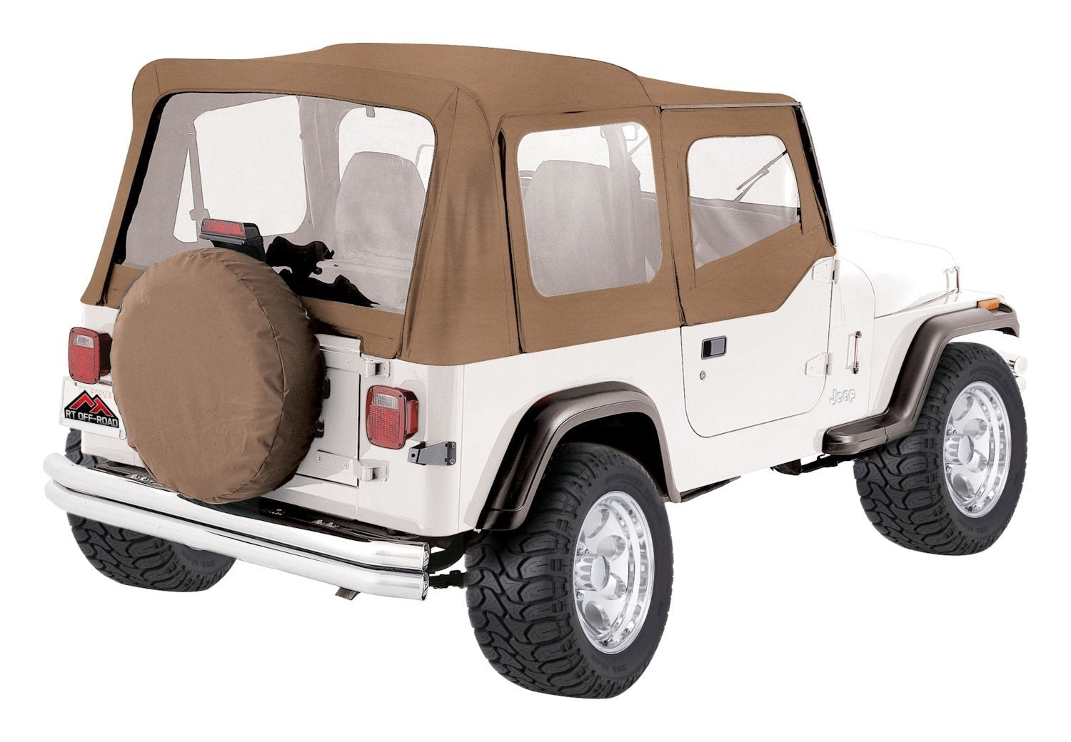 RT Off-Road Soft Top With Door Skins OEM Style RT10037 SPICE Clear Windows For 1988-1995 Jeep Wrangler With Half Doors