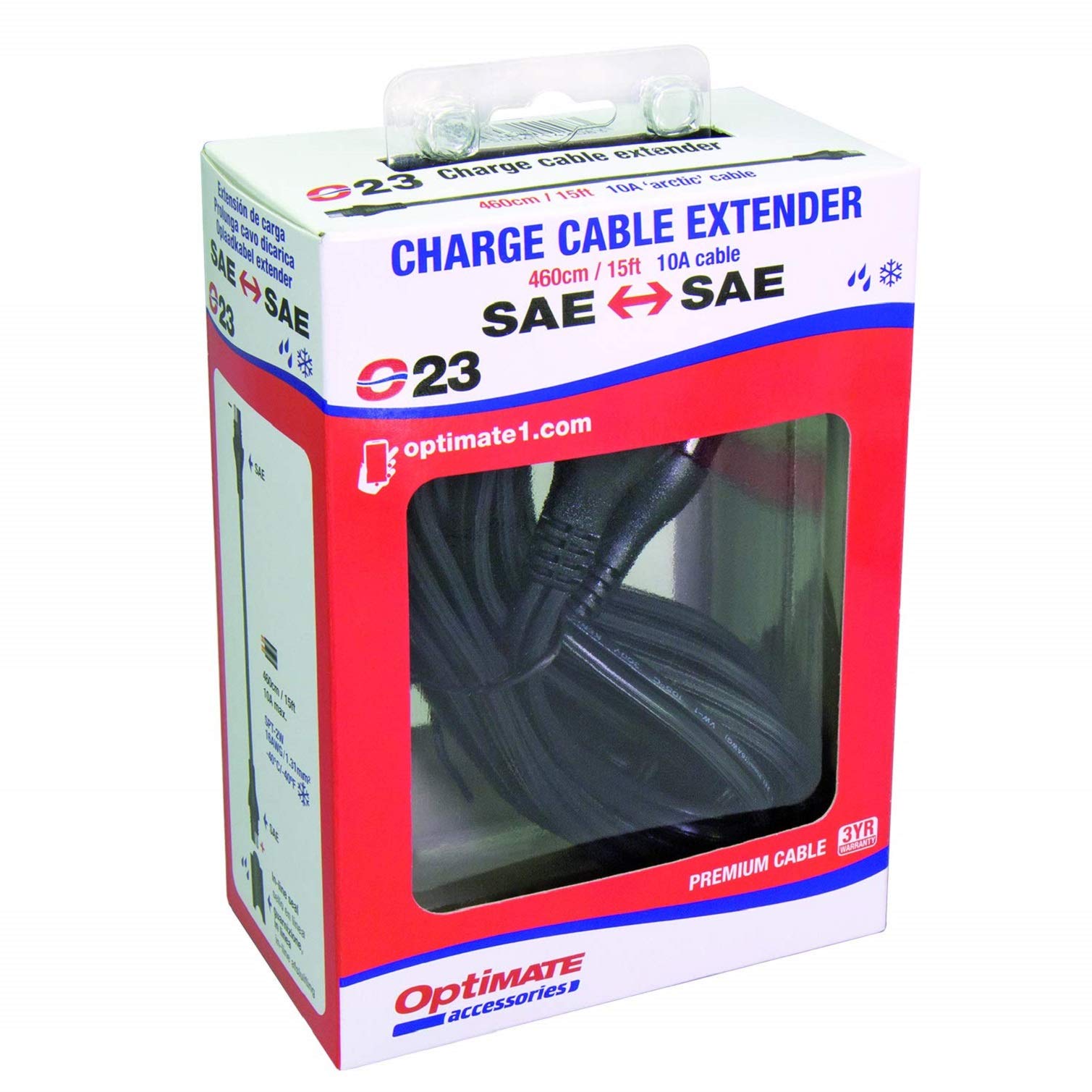 Optimate TECMATE Cable O-23, Extender, 10 Amp, 460cm / 15ft.