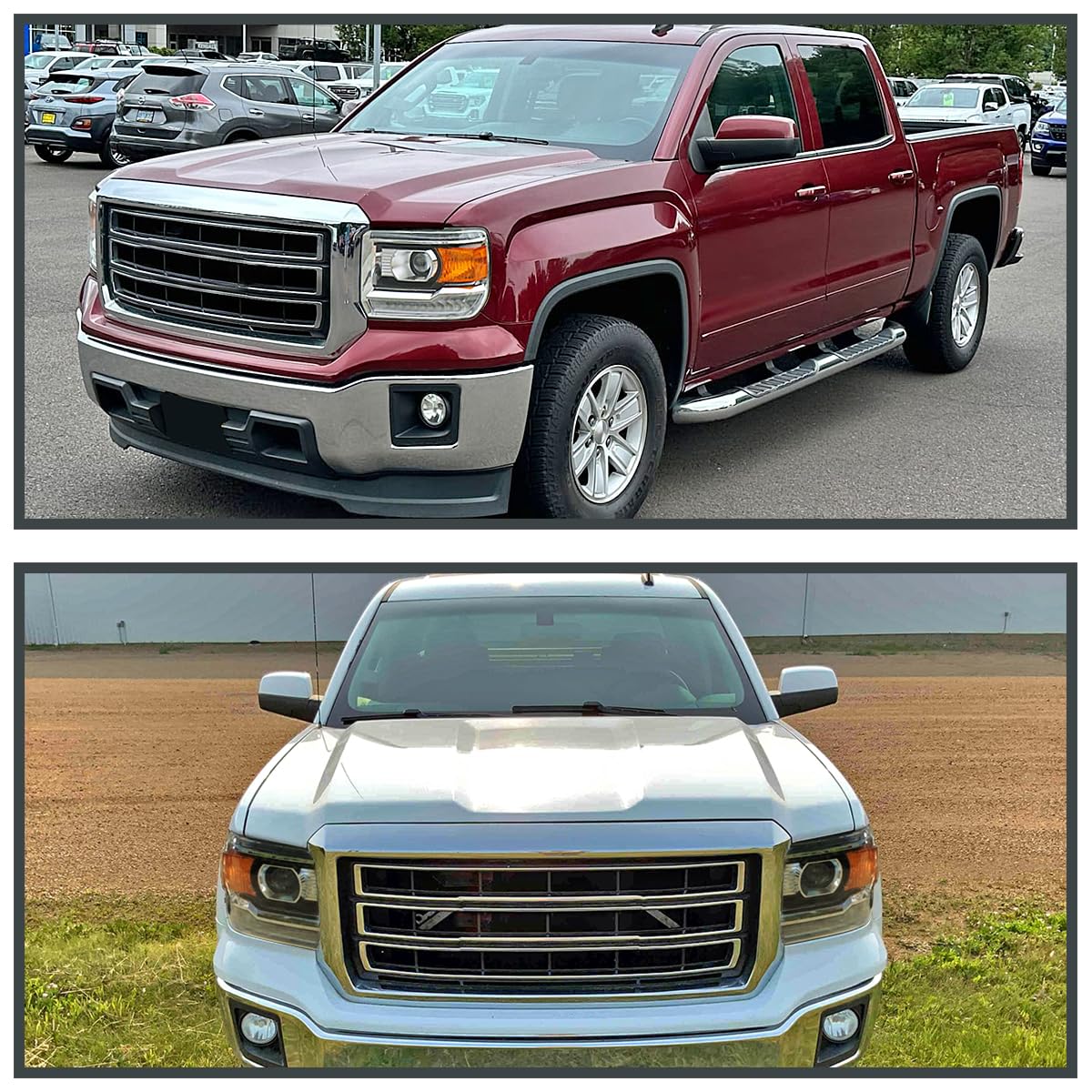 Chrome Projector Headlights w/LED DRL Strip SPEC-D TUNING Compatible with 2014-2018 GMC Sierra 1500, 2500, 3500, Base/Denali/SLE/SLT, Left + Right Pair Headlamps Assembly