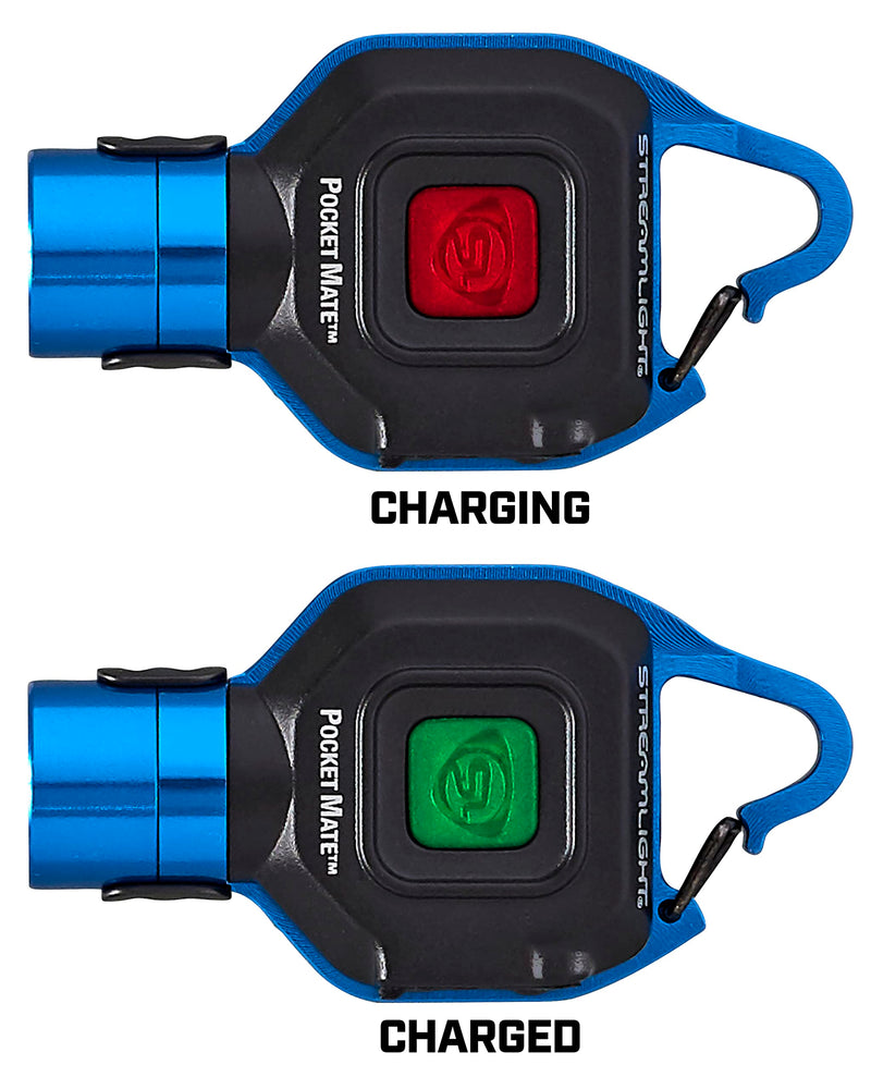 Pocket Mate Streamlight 73302 325-Lumen USB Rechargeable Pocket Keychain/Clip-on Flashlight, Blue