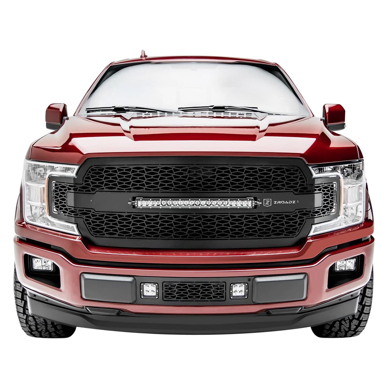 ZROADZ Grille T-Rex 2018-2020 F-150, Black, 1 Pc, Replacement with 20" LED, Does Not Fit Vehicles with Camera - PN #Z315711