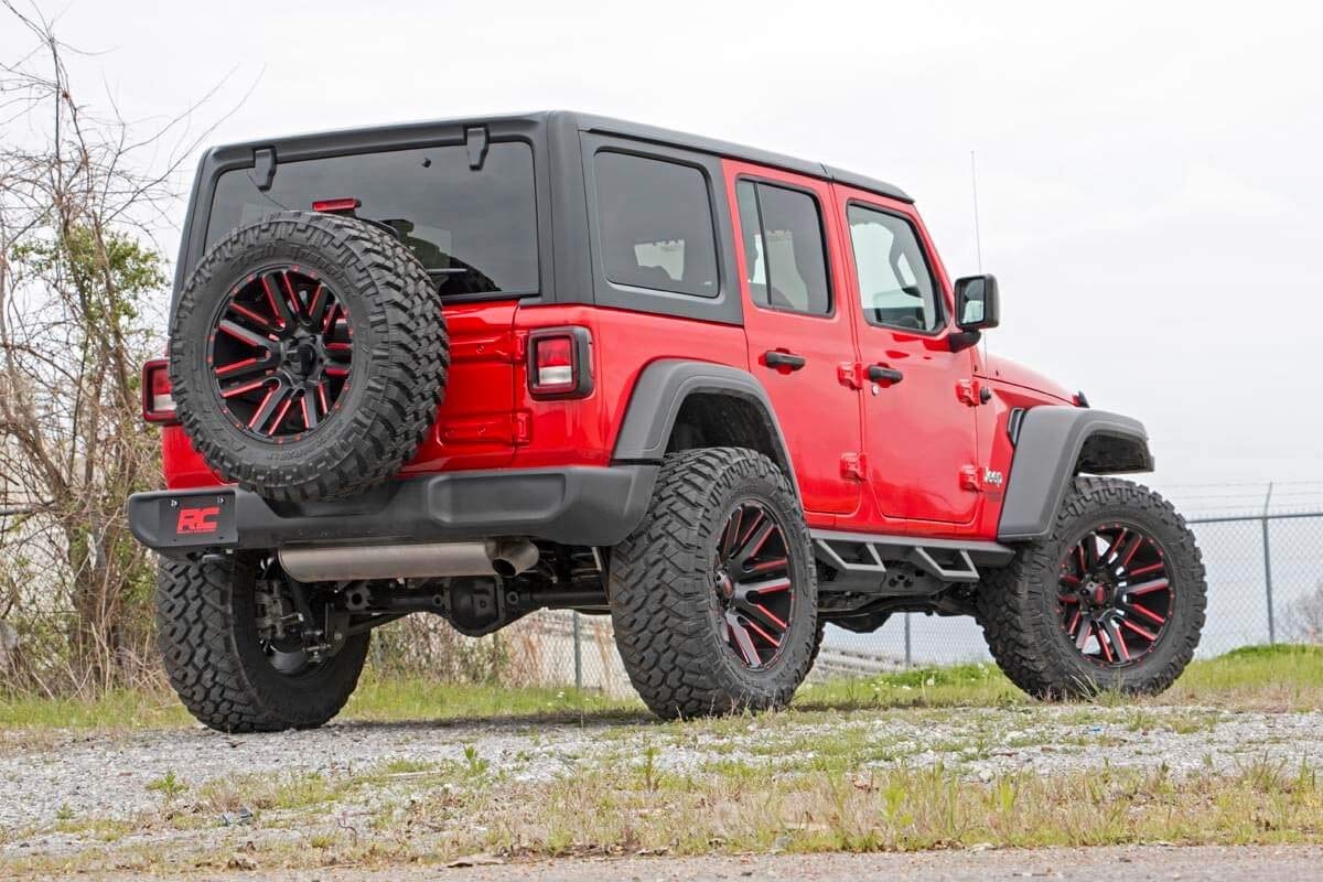 Rough Country Drop Steps Contoured for Jeep Wrangler JL (2021-2024) & Wrangler Unlimited (2018-2025) 4-Door - Flush Fit Rails with Side Steps