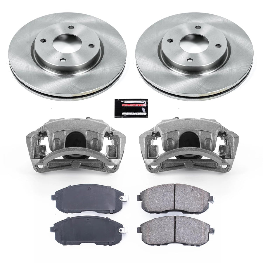 Power Stop KCOE5817B Front Stock Replacement Caliper Kit- OE Rotors, Ceramic Brake Pads, Calipers For Nissan Sentra 2007-2012 [Model Specific]