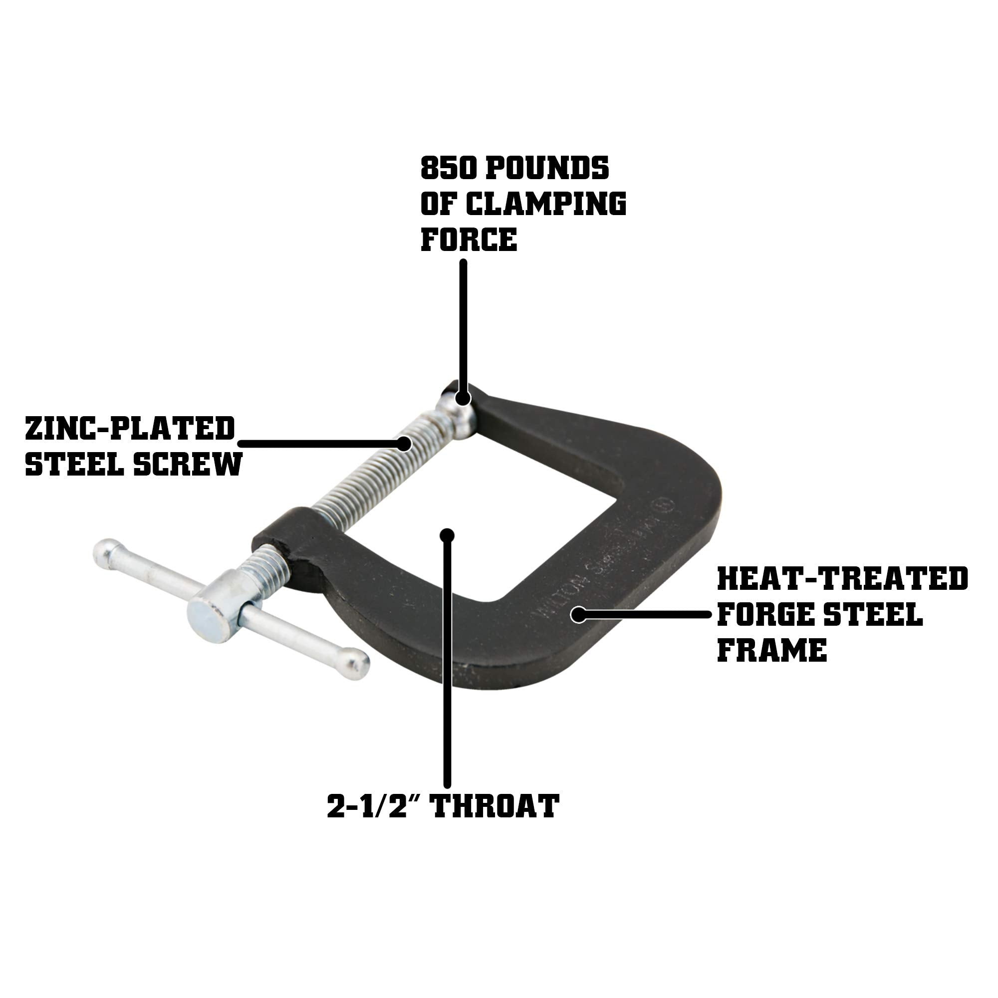 Wilton C-Clamp Super-Junior, 2-1/2" Opening, 2-1/2" Throat, 850 Lbs. Clamping Force (Model 56)