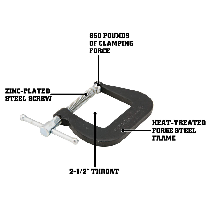 Wilton C-Clamp Super-Junior, 2-1/2" Opening, 2-1/2" Throat, 850 Lbs. Clamping Force (Model 56)