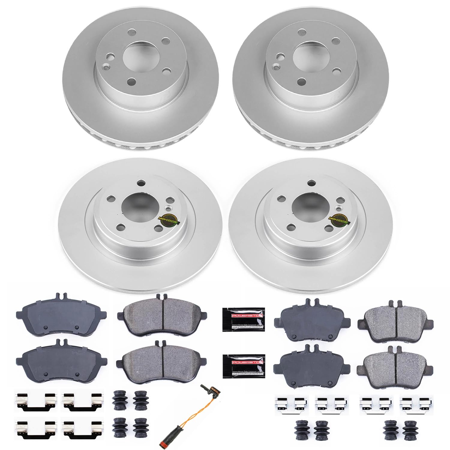 Power Stop CRK6926 Brake Kit Front & Rear Coated Rotor - Coated Brake Rotors and Z23 Ceramic Brake Pads For Mercedes-Benz SLK250 2012-2015 [Model Specific]