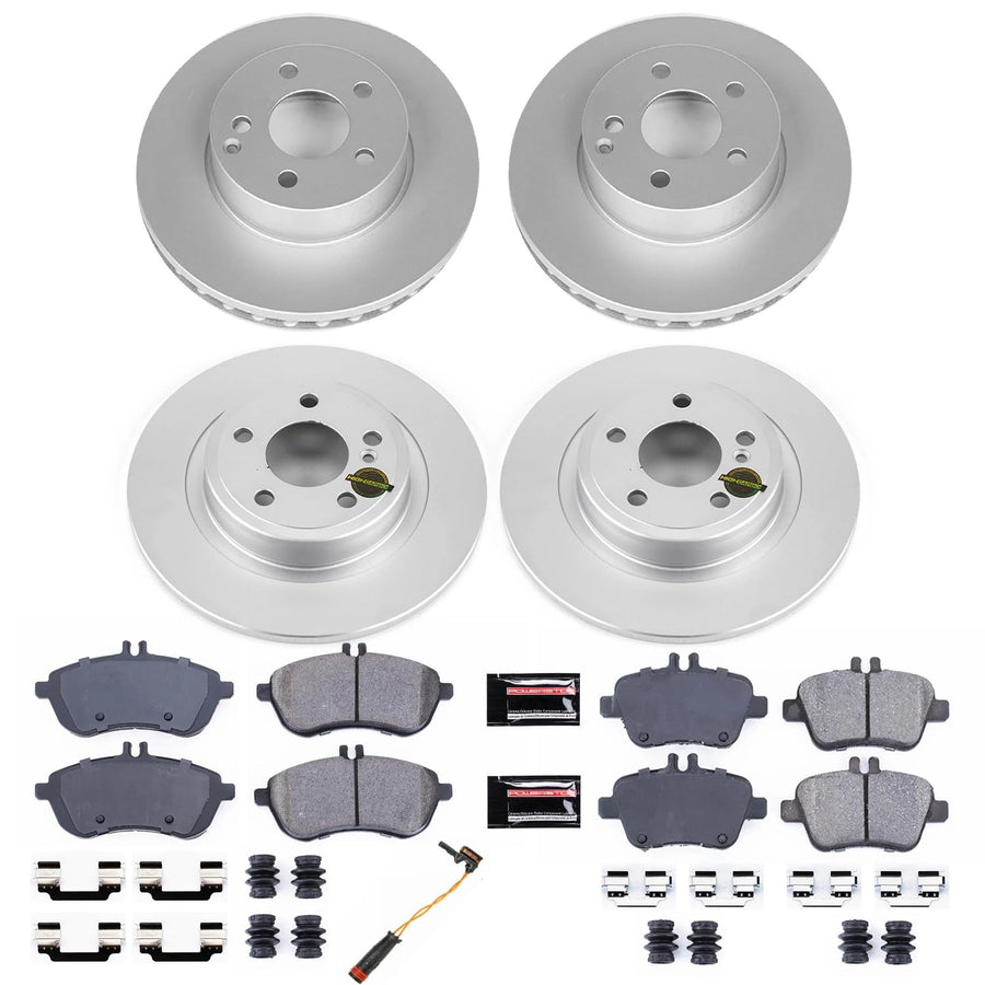 Power Stop CRK6926 Brake Kit Front & Rear Coated Rotor - Coated Brake Rotors and Z23 Ceramic Brake Pads For Mercedes-Benz SLK250 2012-2015 [Model Specific]
