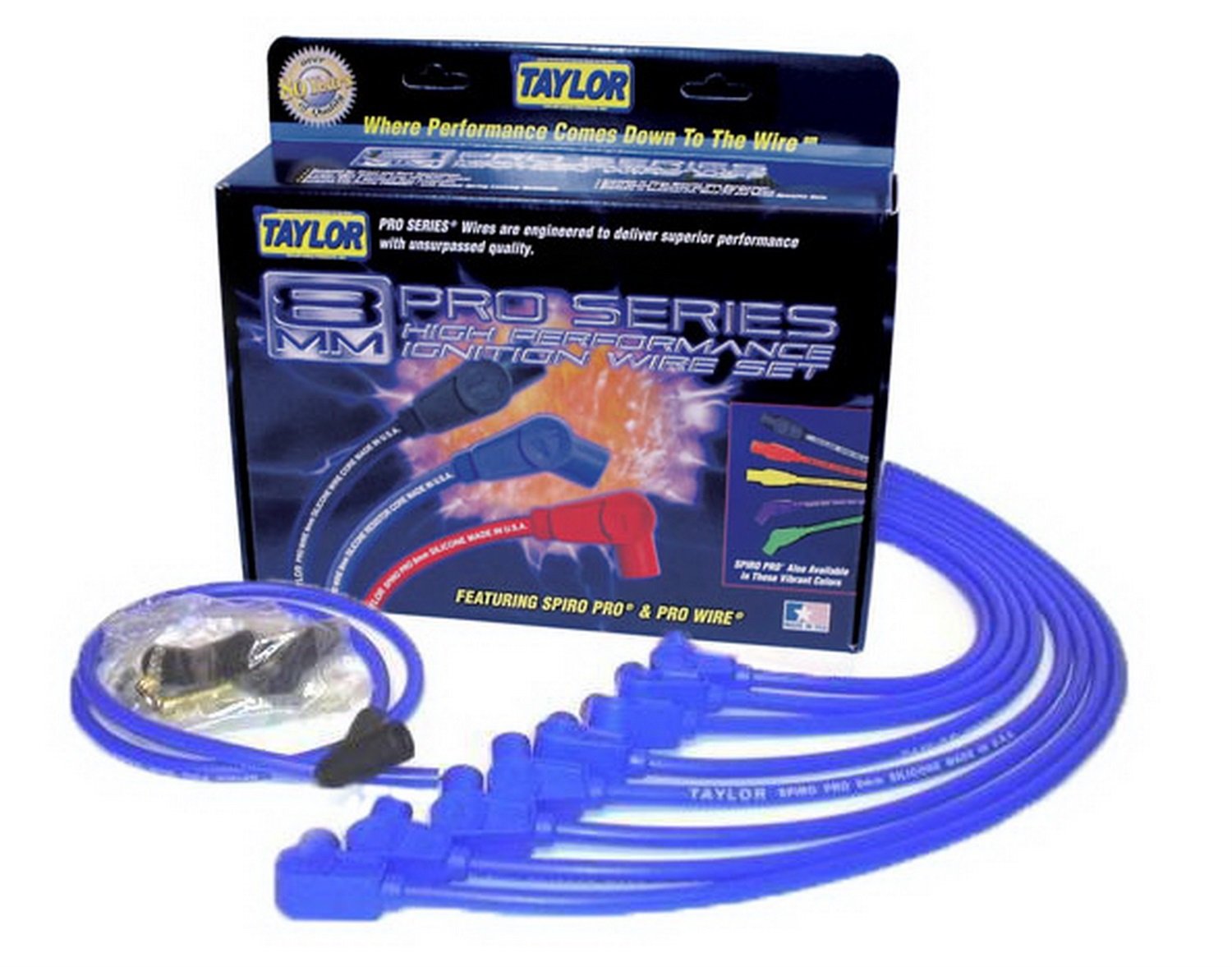 Spiro-Pro Taylor Cable 76627 Spiro-Wound Core Blue Spark Plug Wire Set