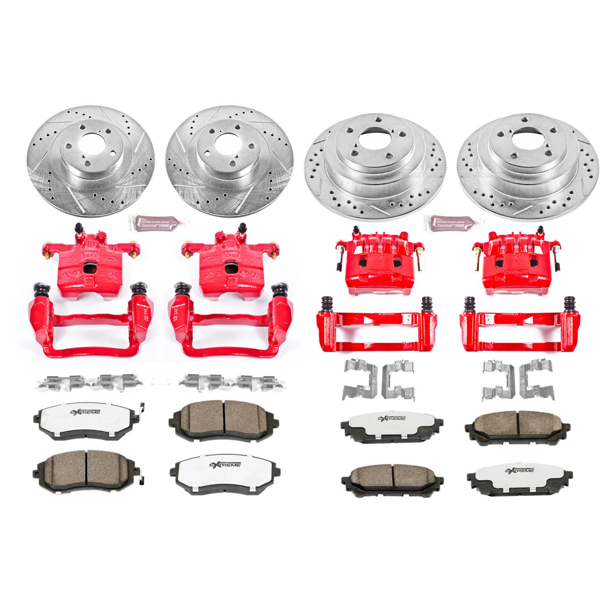 Power Stop Z26 KC2376-26 Front & Rear Street Warrior Brake Kit Saab Subaru For Saab 9-2X 2005-2006, Subaru Forester 2004-2008, Subaru Impreza 2003-2005 [Model Specific]