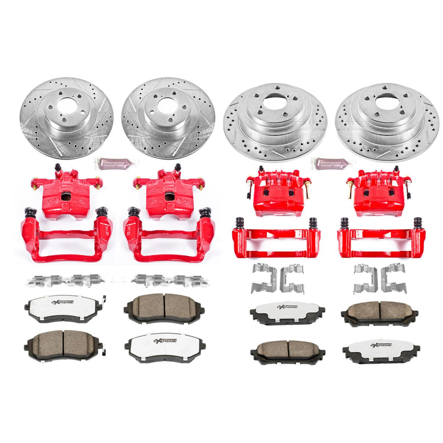 Power Stop Z26 KC2376-26 Front & Rear Street Warrior Brake Kit Saab Subaru For Saab 9-2X 2005-2006, Subaru Forester 2004-2008, Subaru Impreza 2003-2005 [Model Specific]