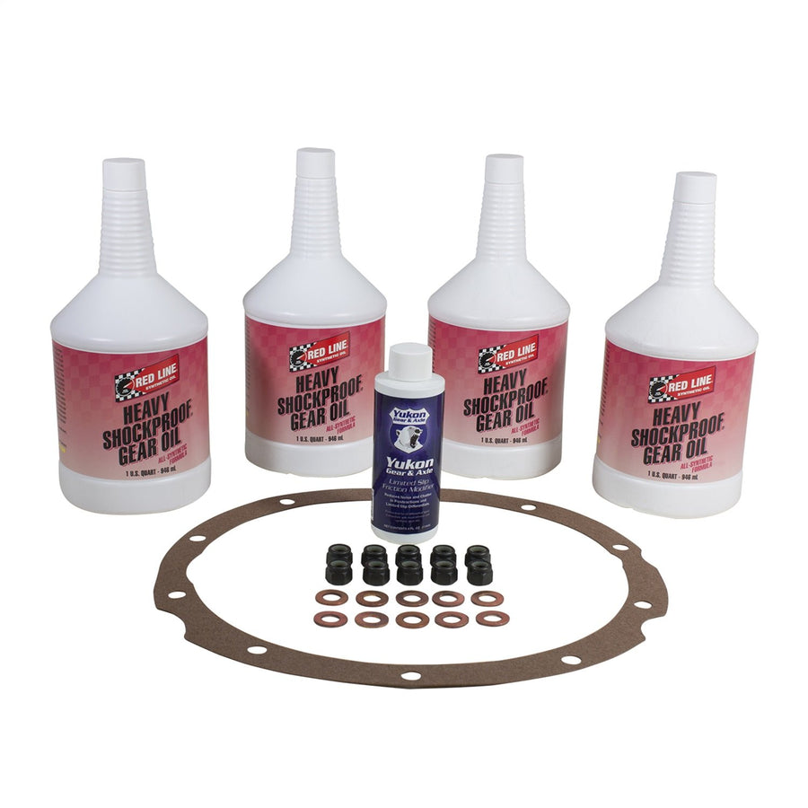 Redline Synthetic Oil Yukon Gear & Axle (OK F9) with Gasket, Nut & Copper Washer for Ford 9 Differential